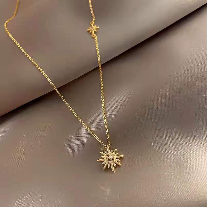 Silver Snowflake Necklace with Star Pendant for Women - Dainty Necklace for Anniversary or Birthday Gift