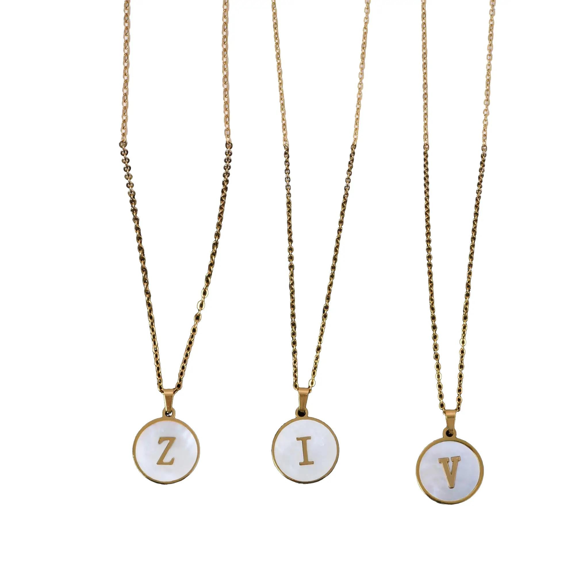 Letter Round Charm Pendant Chains Necklace, Unisex 1 Piece Trendy Matching Necklace