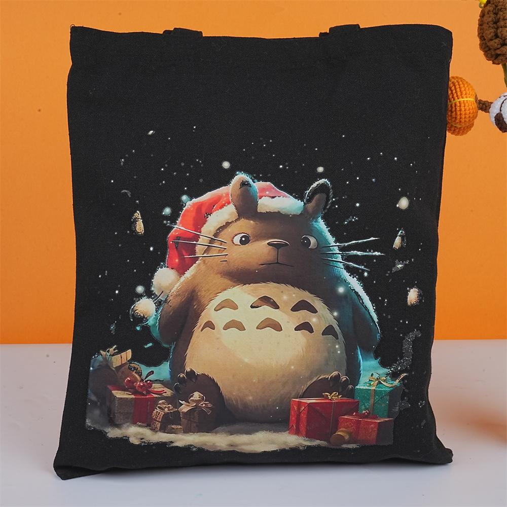 Halloweeen/Christmas Totoro Canvas Tote Bag,Reusable Shoulder Bag