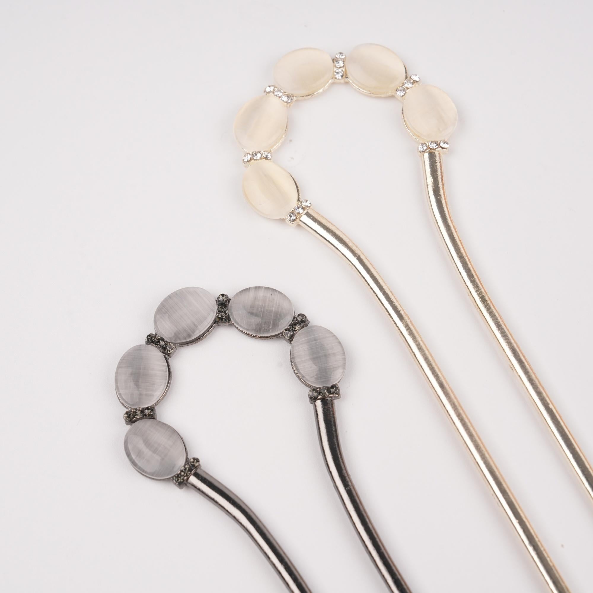 Elegant Cat Eye Metal Hair Clip,U-shaped Alloy Hairpin,Suit for Party,Daily