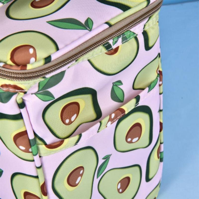XXL Avocado Insulated Lunch Bag, Square Cooler Box Bag for School, Picnic, Office, Back to School