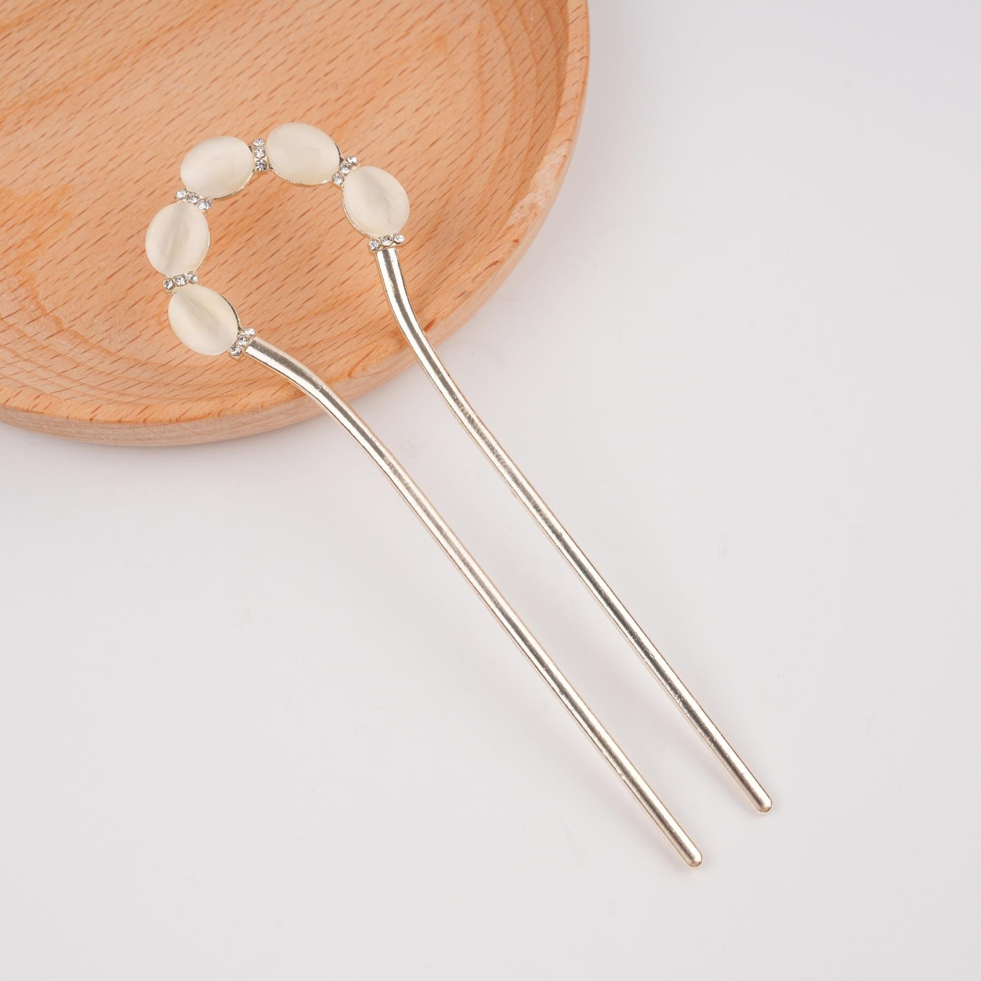 Elegant Cat Eye Metal Hair Clip,U-shaped Alloy Hairpin,Suit for Party,Daily