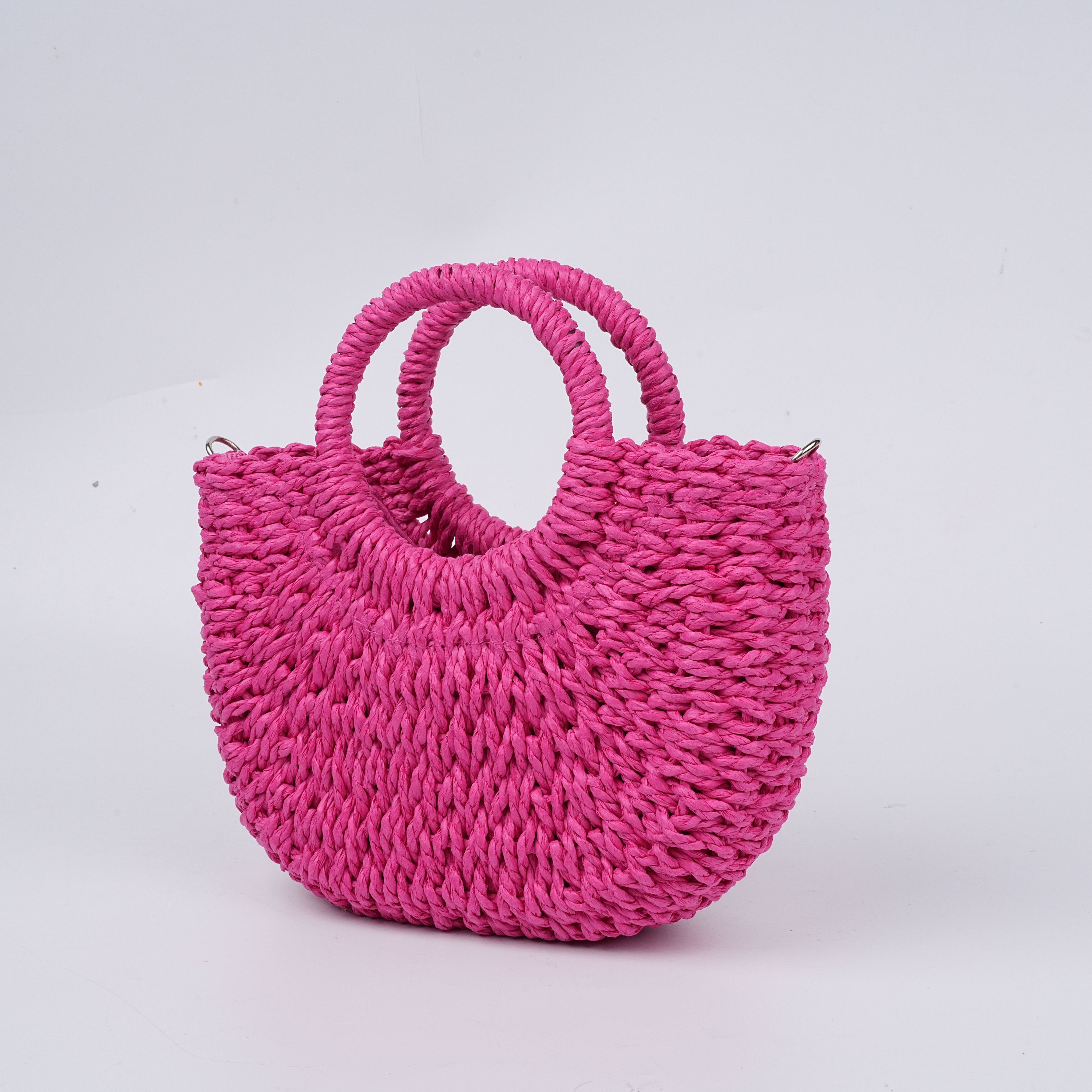 Solid Color Straw Woven Drawstring Bag,Summer Beach Bag,Wedding Guest Gift
