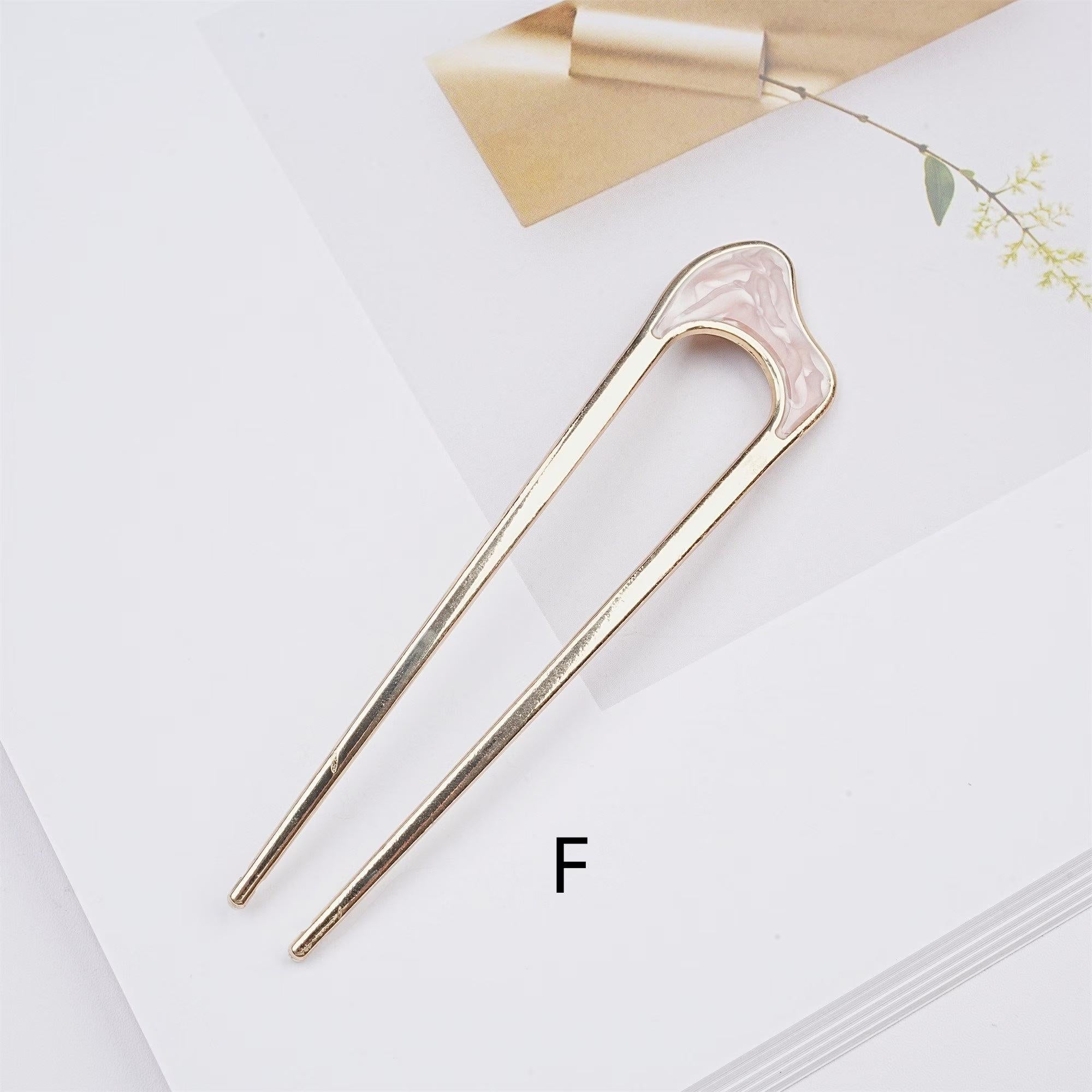 Handmade Shell Golden Hairpin & Minimalist Hair Fork Set - Secure Locks & Elegant Look, Gems Ponytail Holder & Wedding Hair Piece