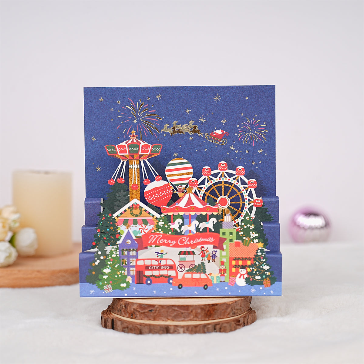 Blue Christmas Wonderland Christmas Greeting Card