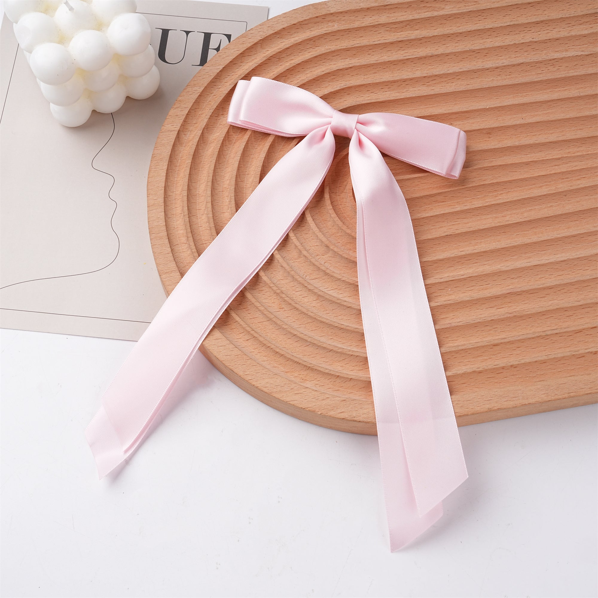 Handmade Solid Color Cotton Satin Hair Bow – Barrette Clip, Stylish Hair Accessory