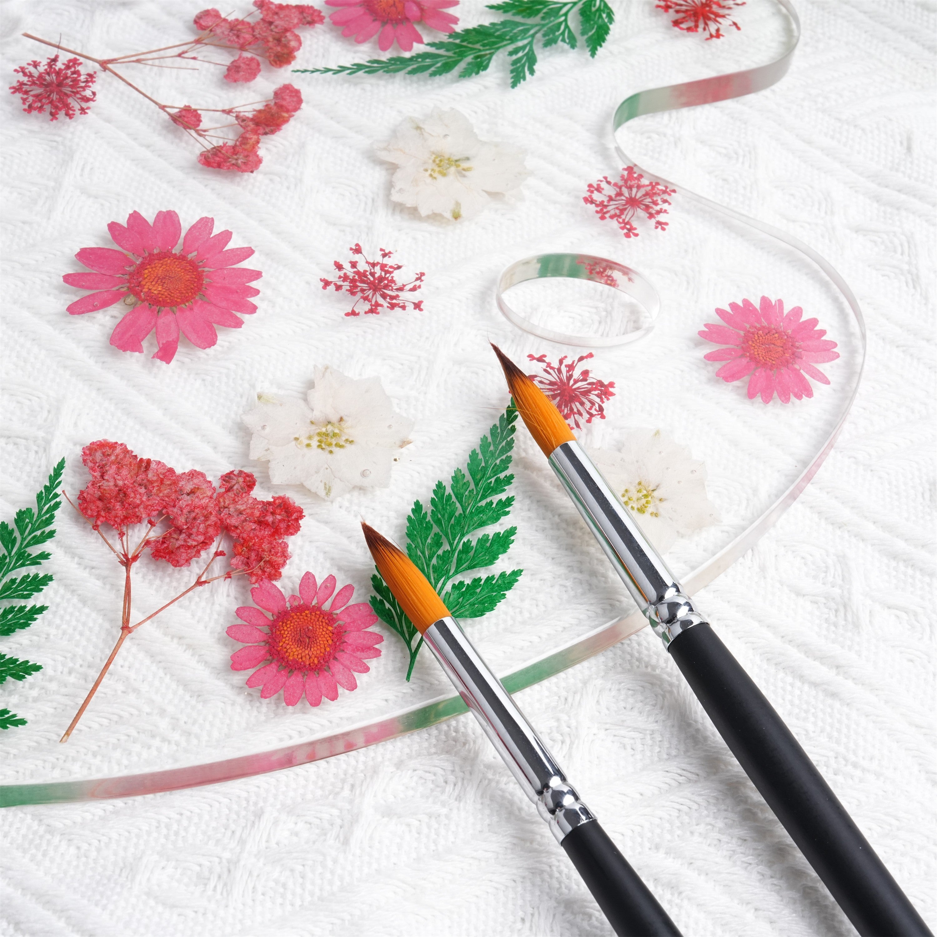 Red Floral Resin Paint Palette Pressed Flowers, Handmade Paint Palette