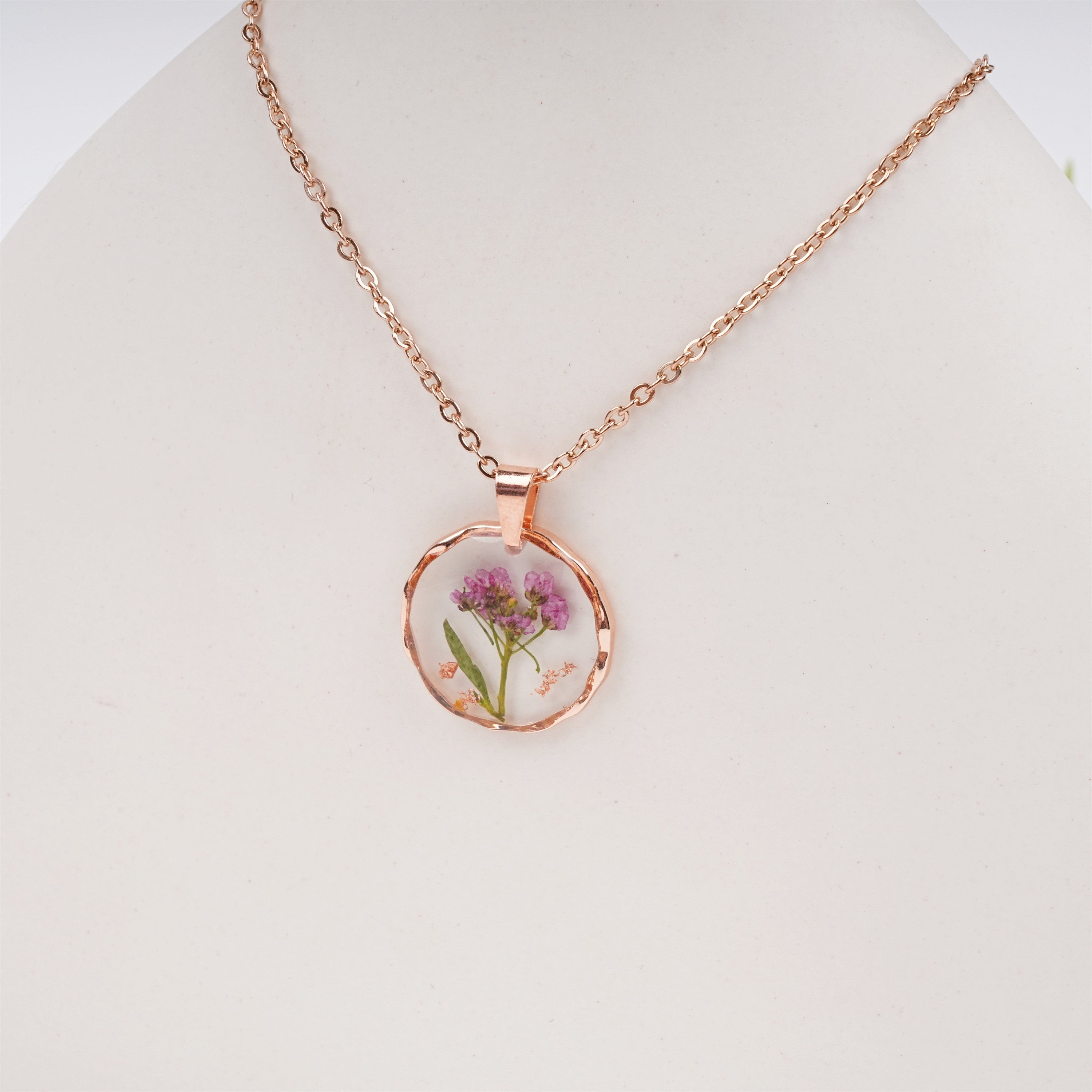 Irregular Shape Gold Birthday Necklace,Real Dried Flower Necklace for Summer