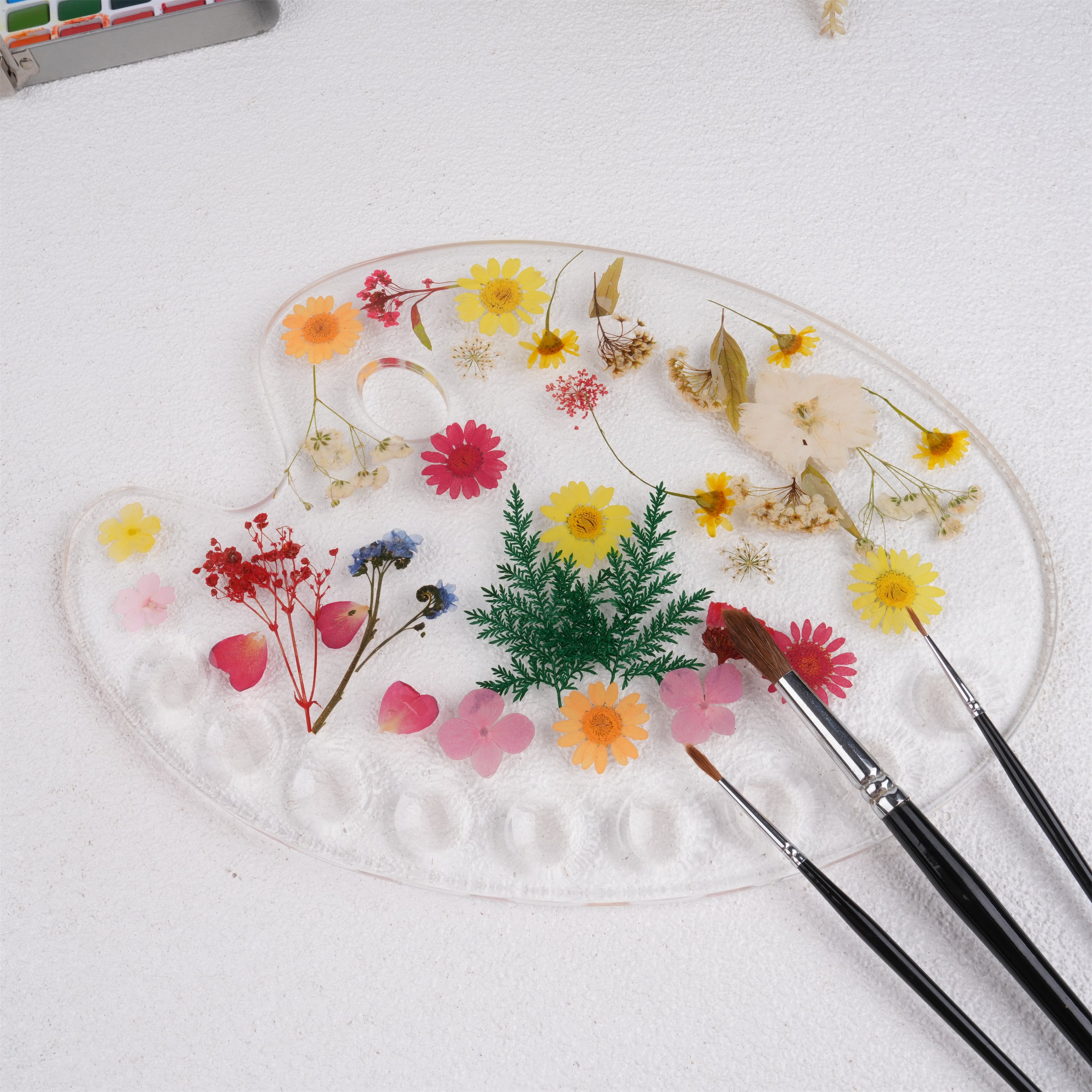Floral Resin Paint Palette, Pressed Flowers, Handmade Paint Palette