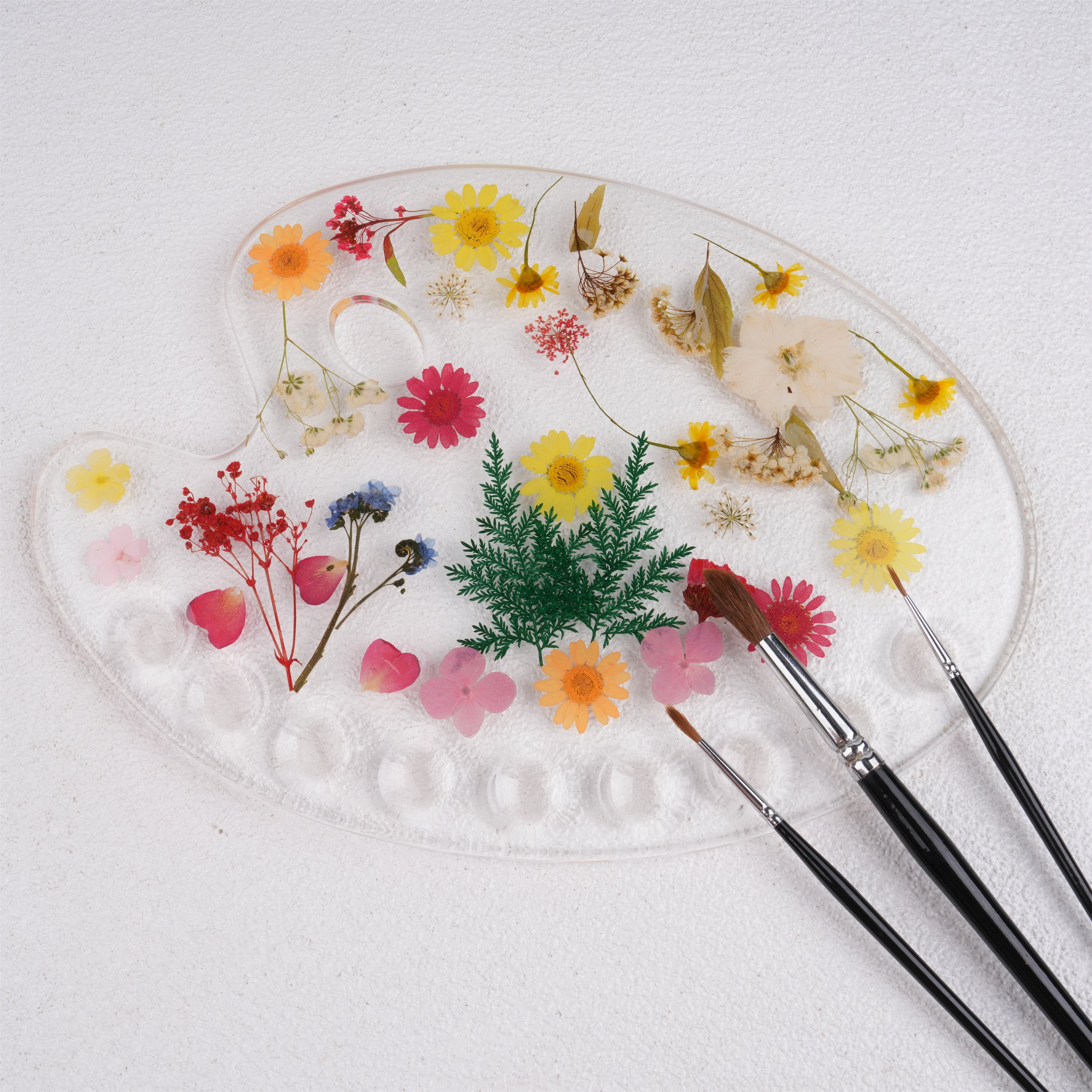 Floral Resin Paint Palette, Pressed Flowers, Handmade Paint Palette