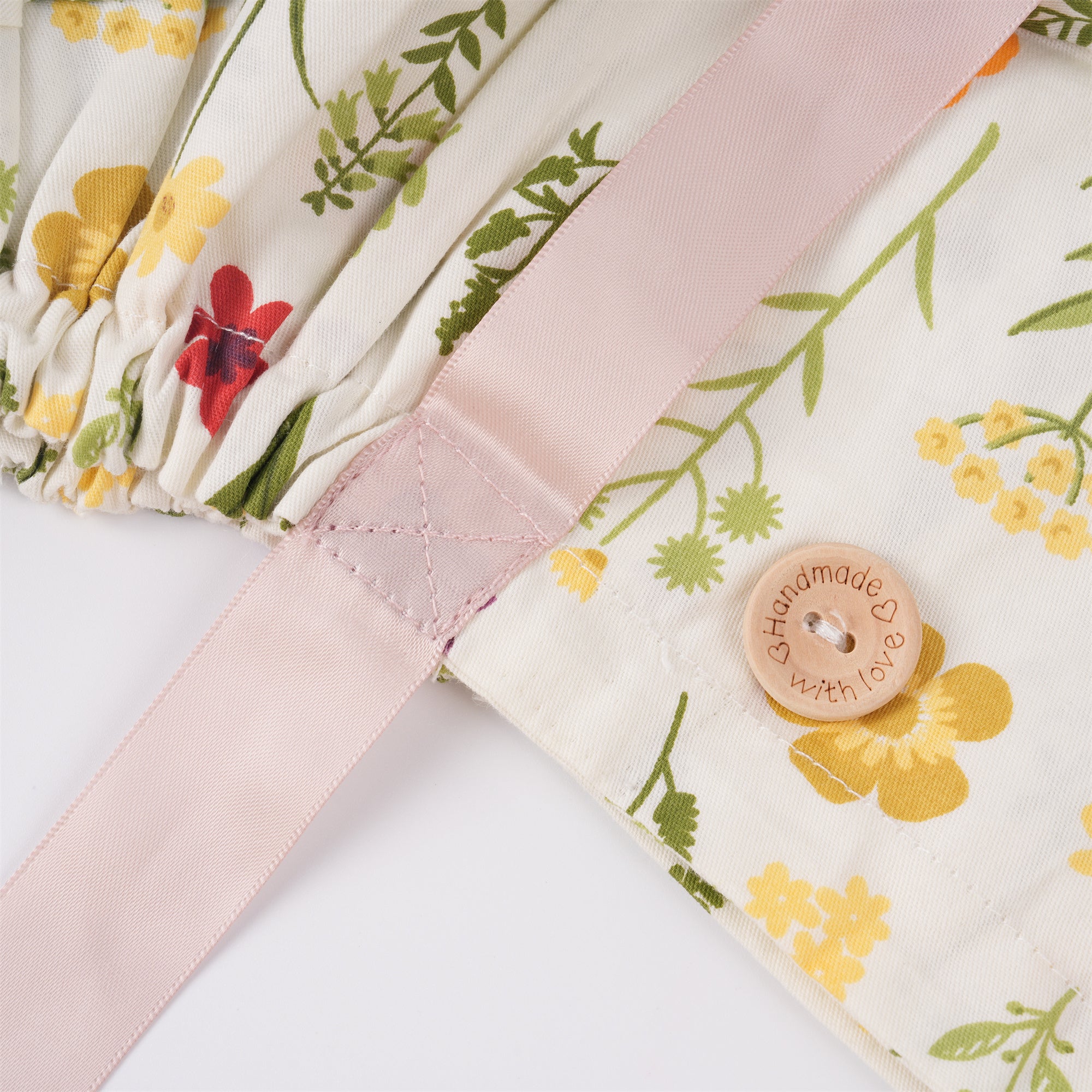 Women's Ponyatil Surgical Scrub Cap,Yellow Wildflowers on White Cotton