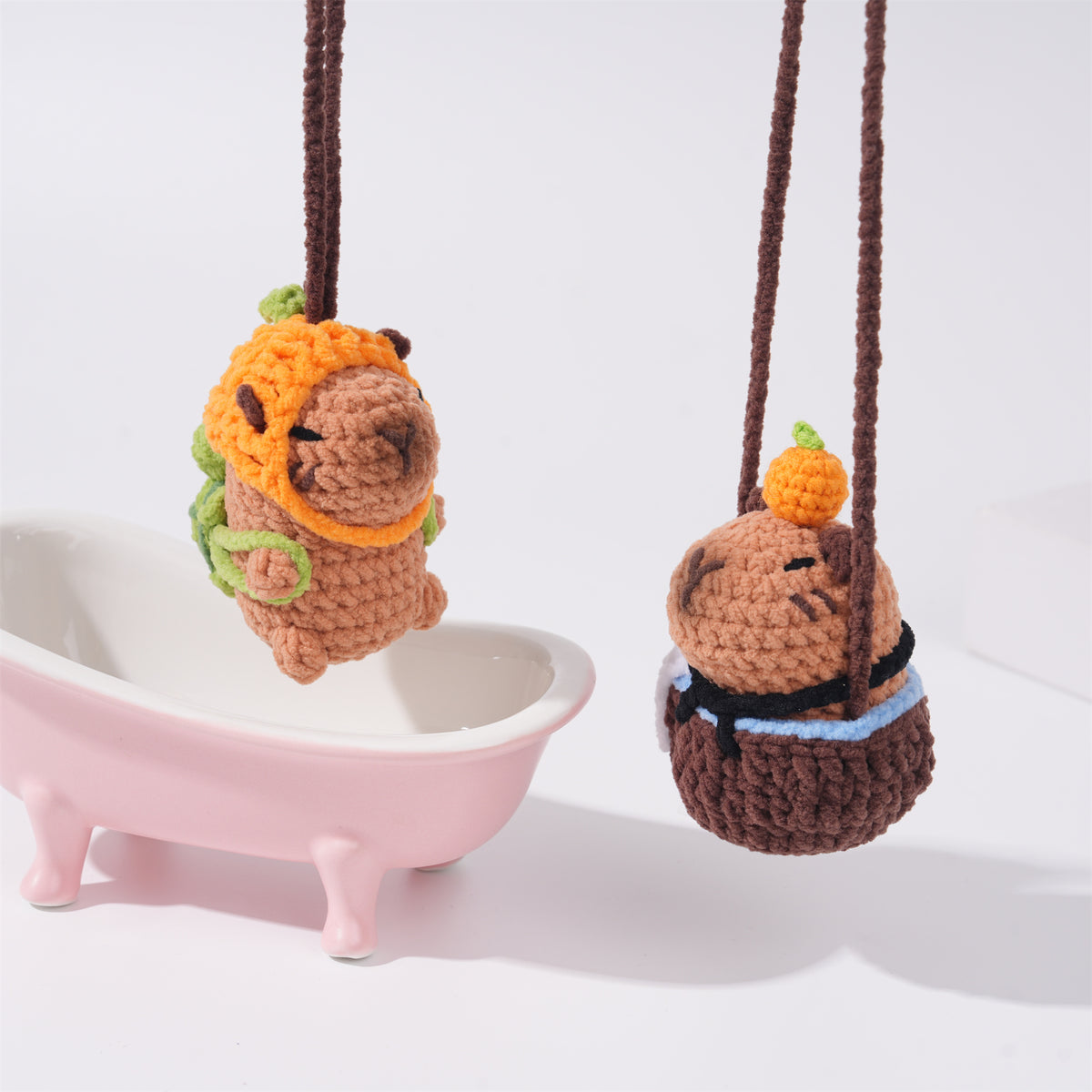 Cute Capybara Car Mirror Hanging Accessories, Plush Yarn