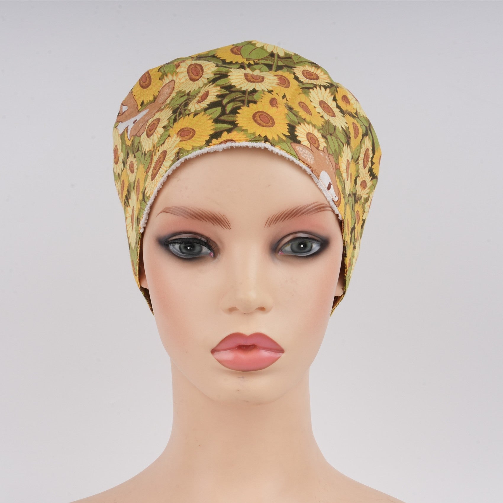 Yellow Floral and Dawn Print Euro Style Surgiccal Scrub Cap