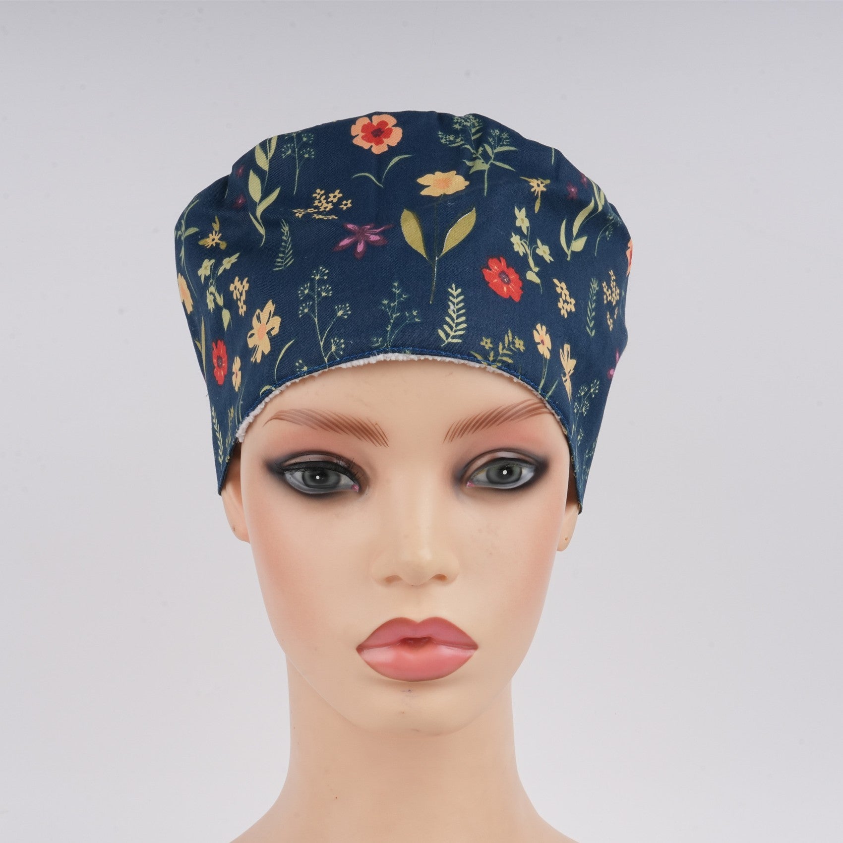 Cotton Euro Style Surgical Scrub Cap,Yellow Orange Flowers