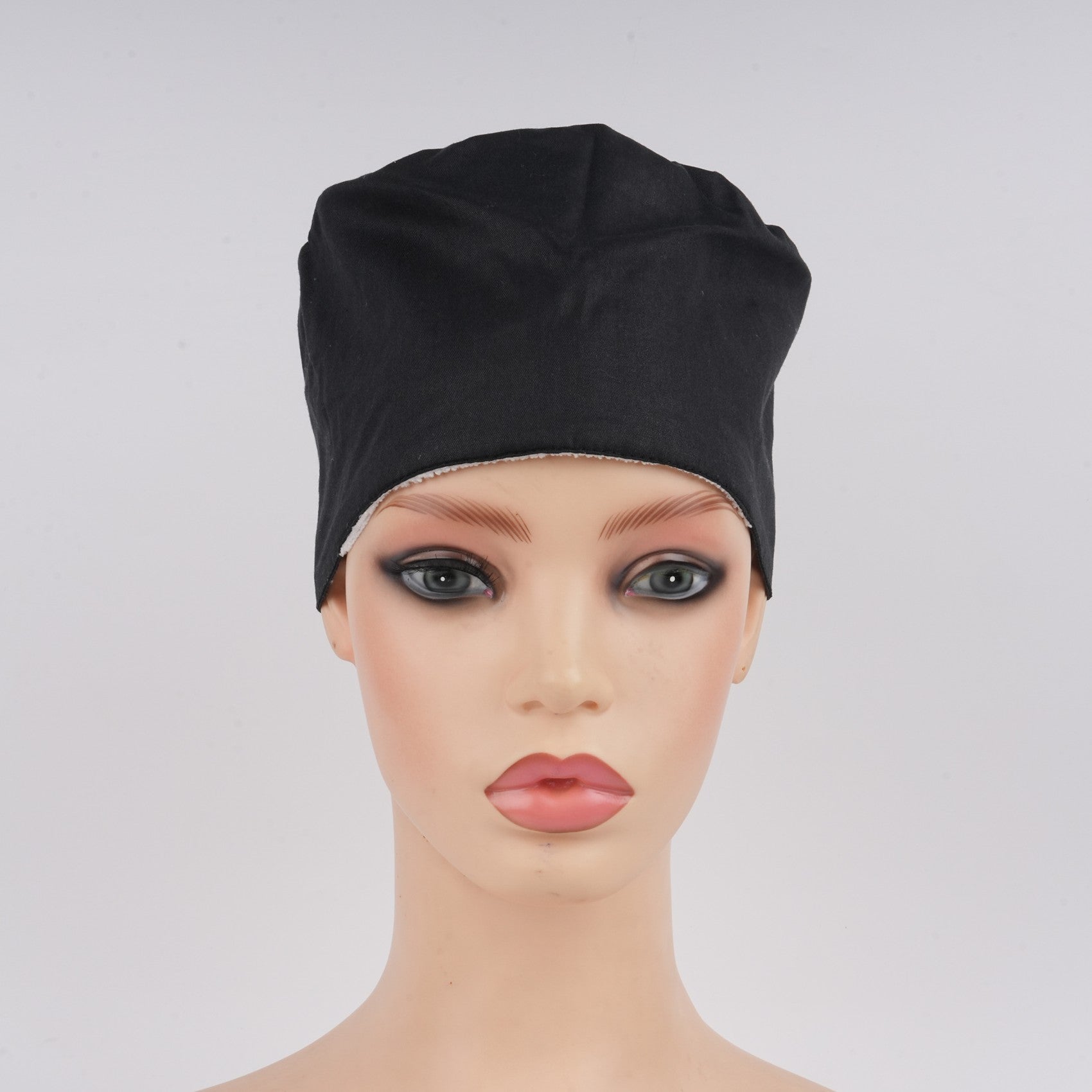Black Solid Cotton Surgical Scrub Cap - EURO STYLE