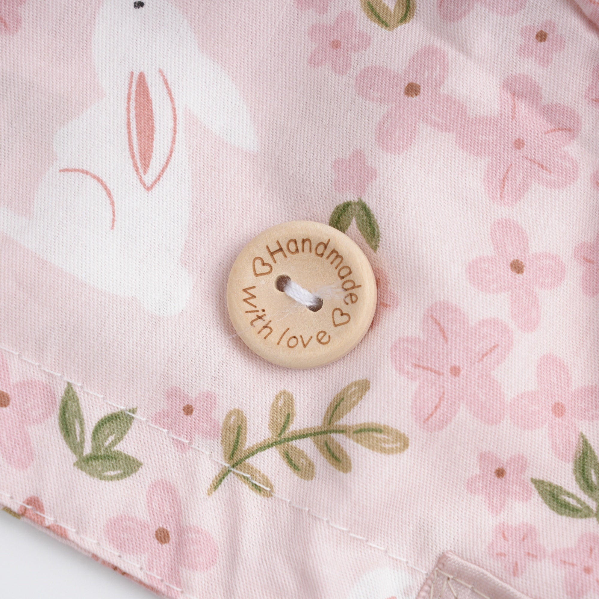Pink Floral Bunny Cotton Ponytail Scrub Cap