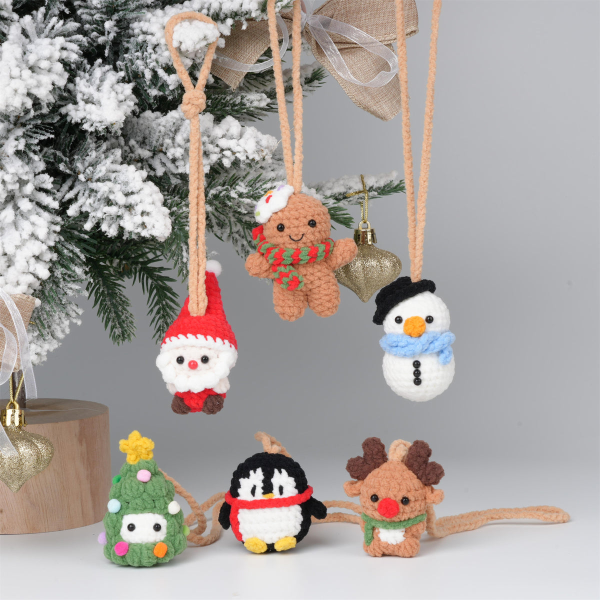 Crochet Christmas Tree Hanging Decoration, Mini Xmas Ornaments
