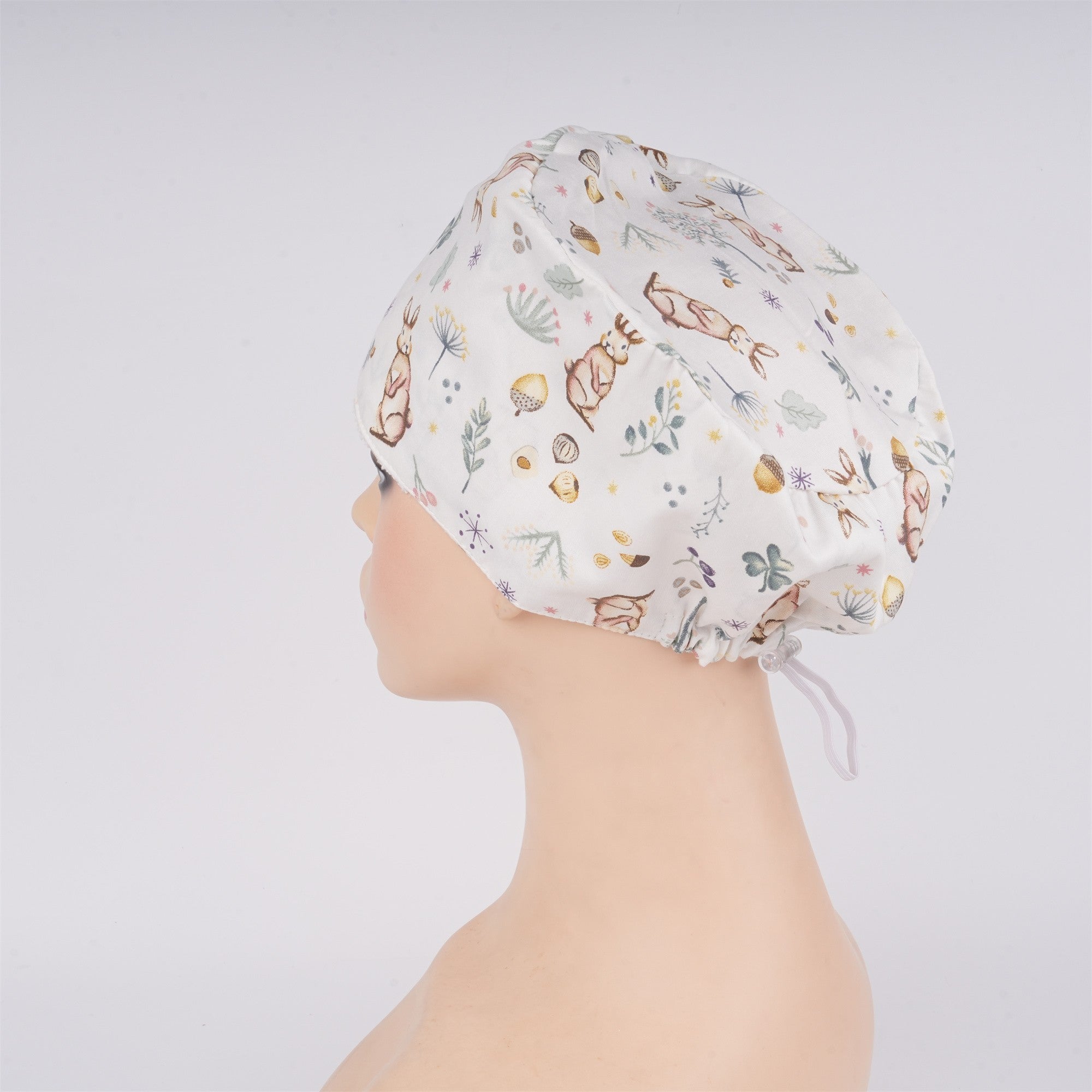Cute Bunny Floral Euro Surgical Scrub Cap