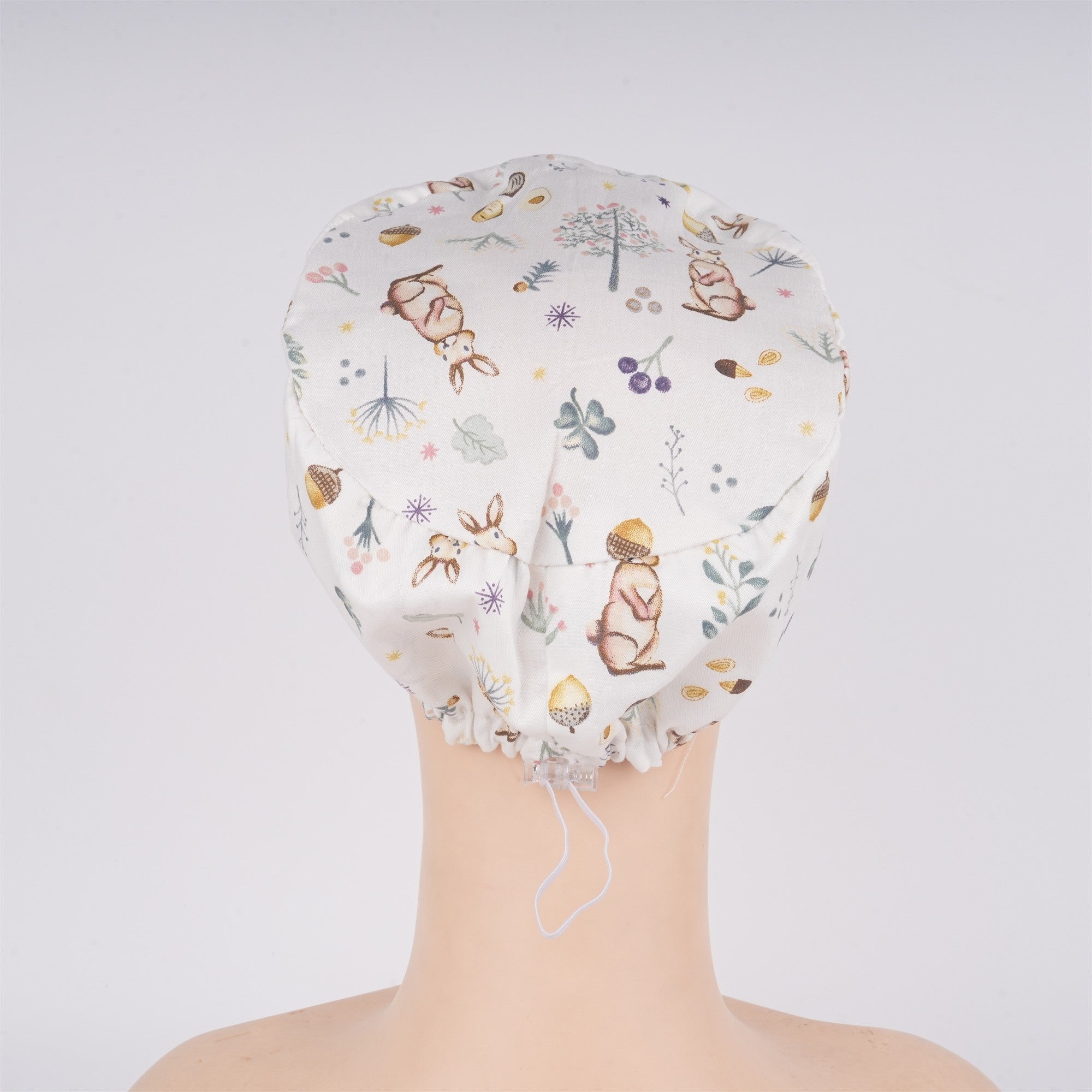 Cute Bunny Floral Euro Surgical Scrub Cap
