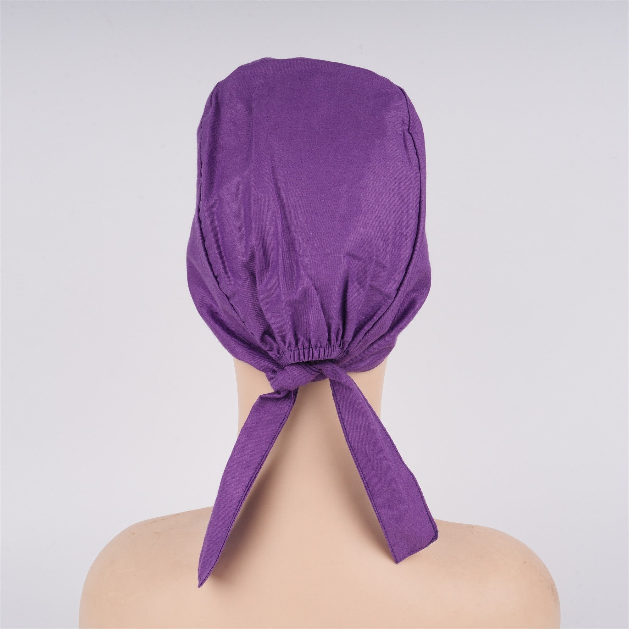 Deep Purple Cotton Surgical Scrub Cap - Tie-back Style