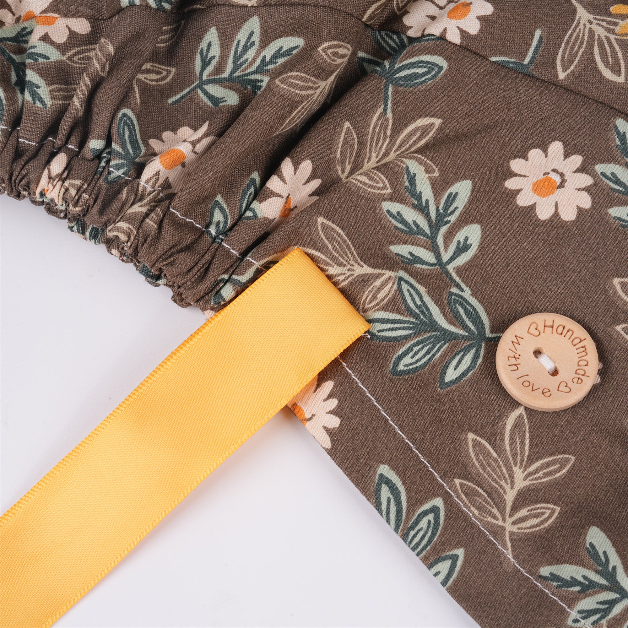 Brown Daisy Cotton Ponytail Scrub Cap