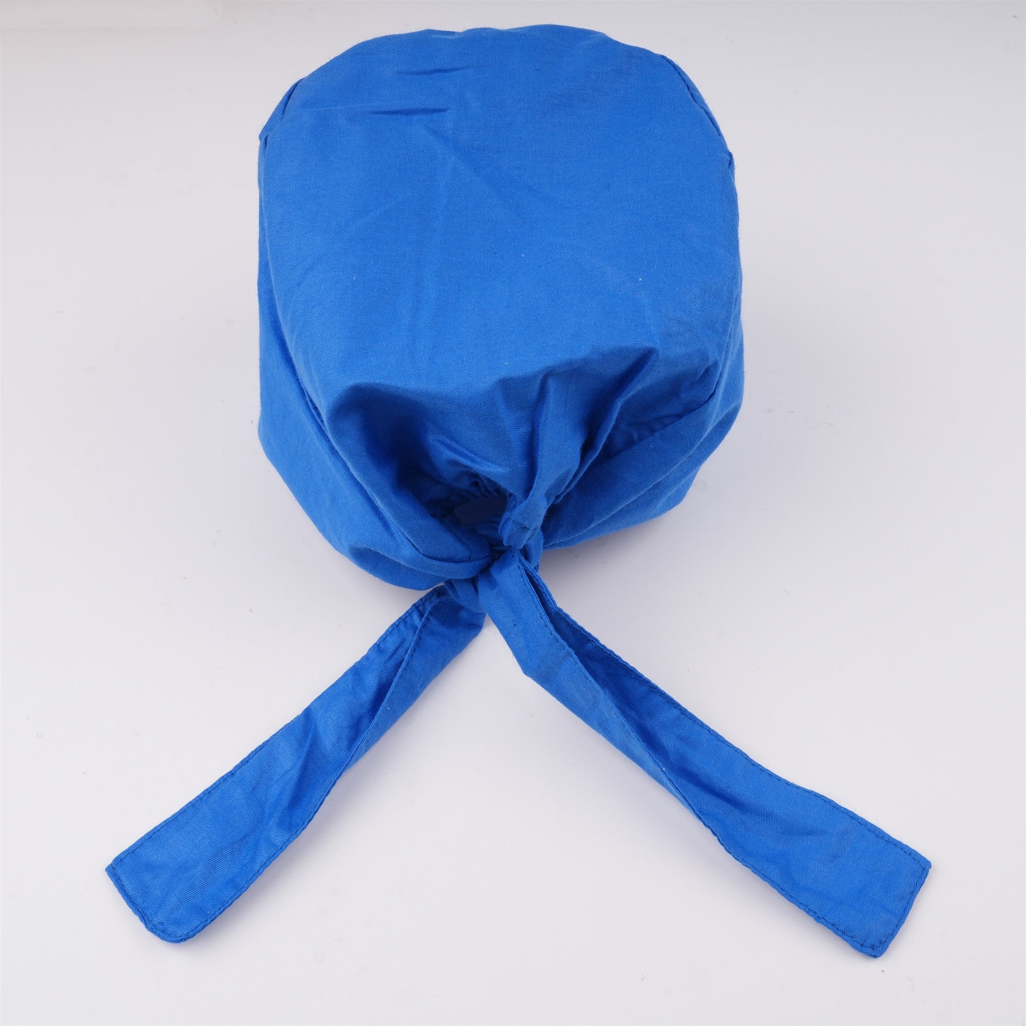 Blue Solid Cotton Surgical Scrub Cap - Tie-back Style