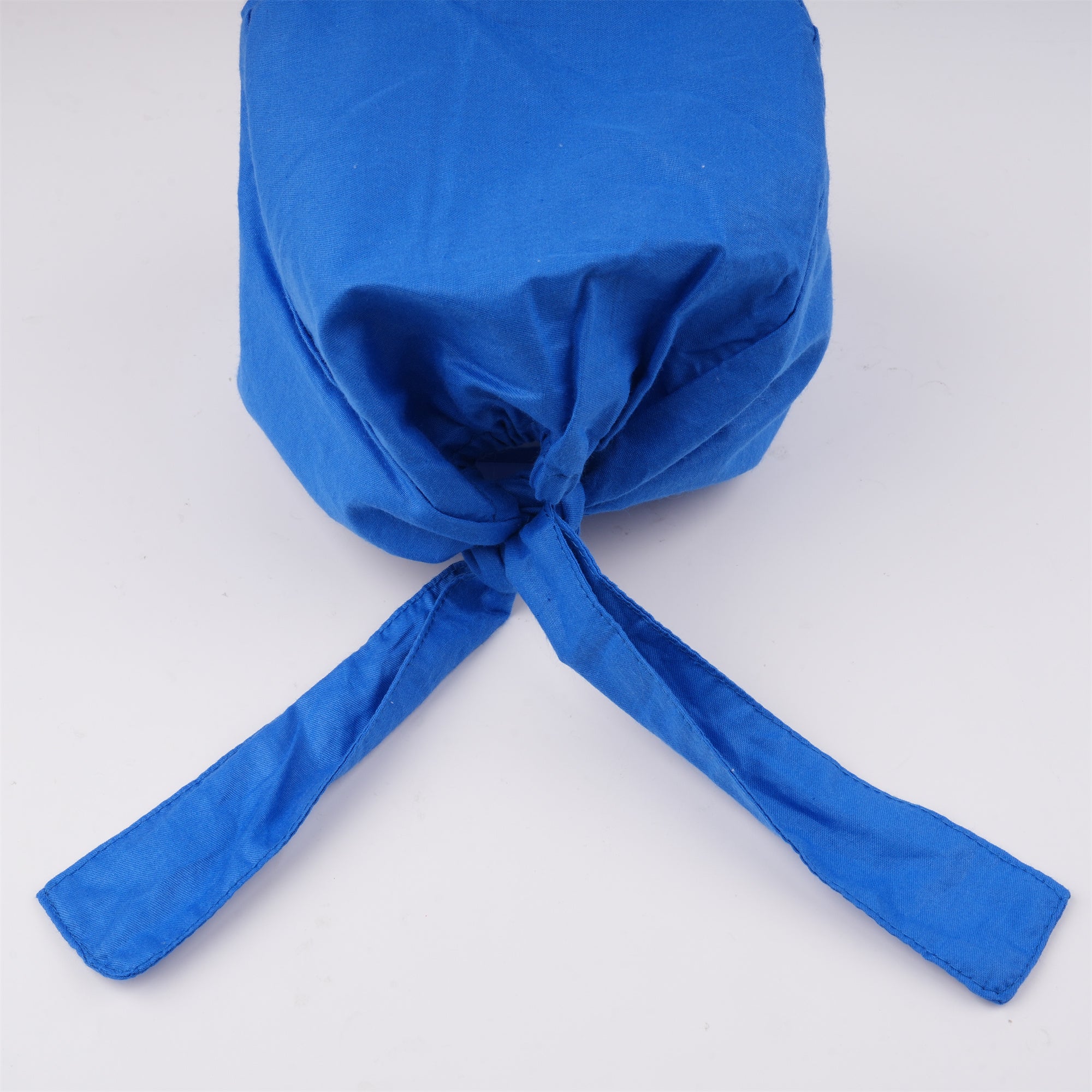 Blue Solid Cotton Surgical Scrub Cap - Tie-back Style