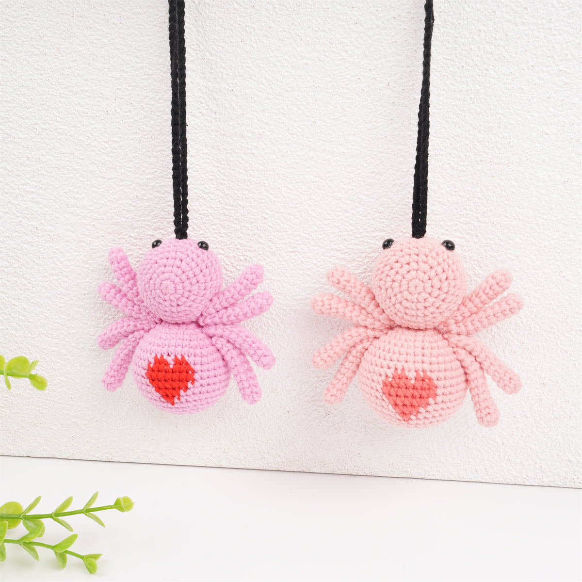 Pink Spider Car Mirror Hanging Valentine’s Day Crochet Ornament