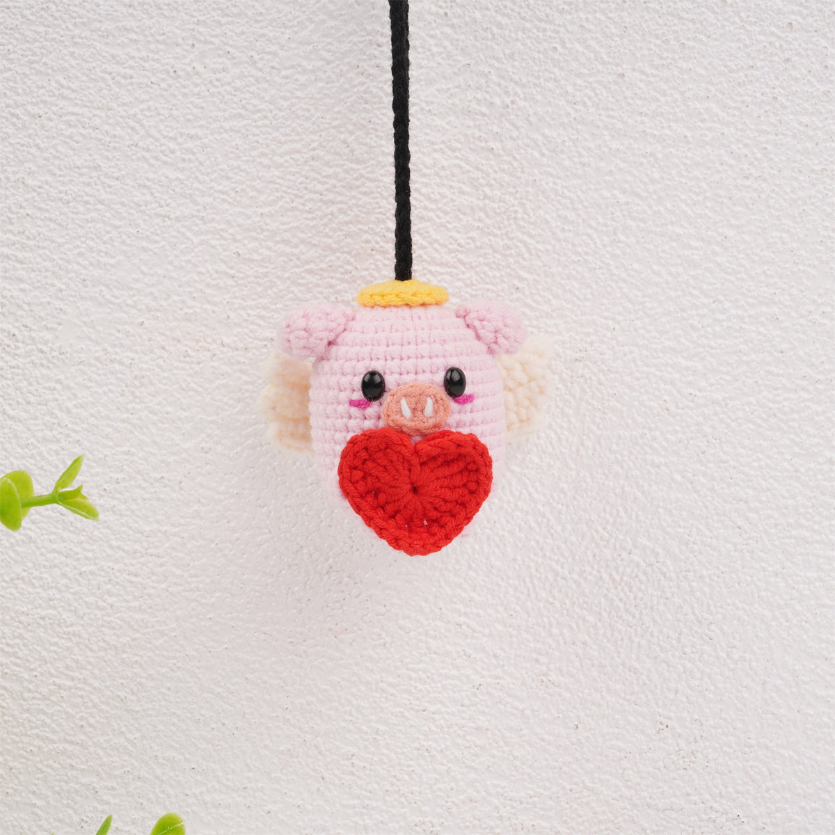 Cupid Piggy Crochet Ornament,Car Decor