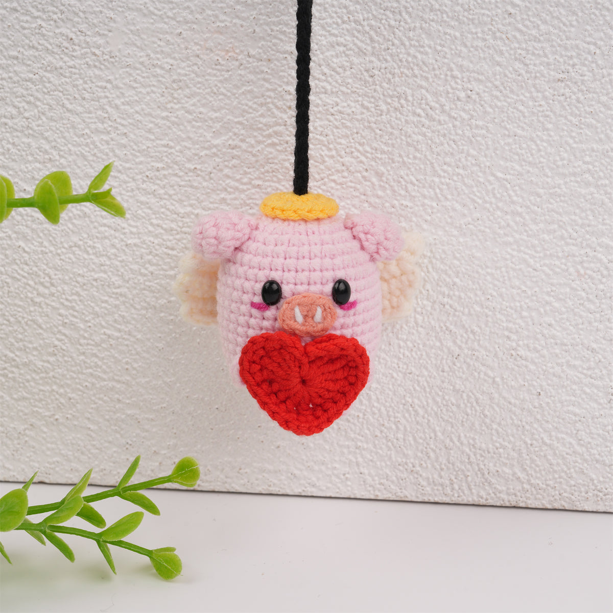 Cupid Piggy Crochet Ornament,Car Decor
