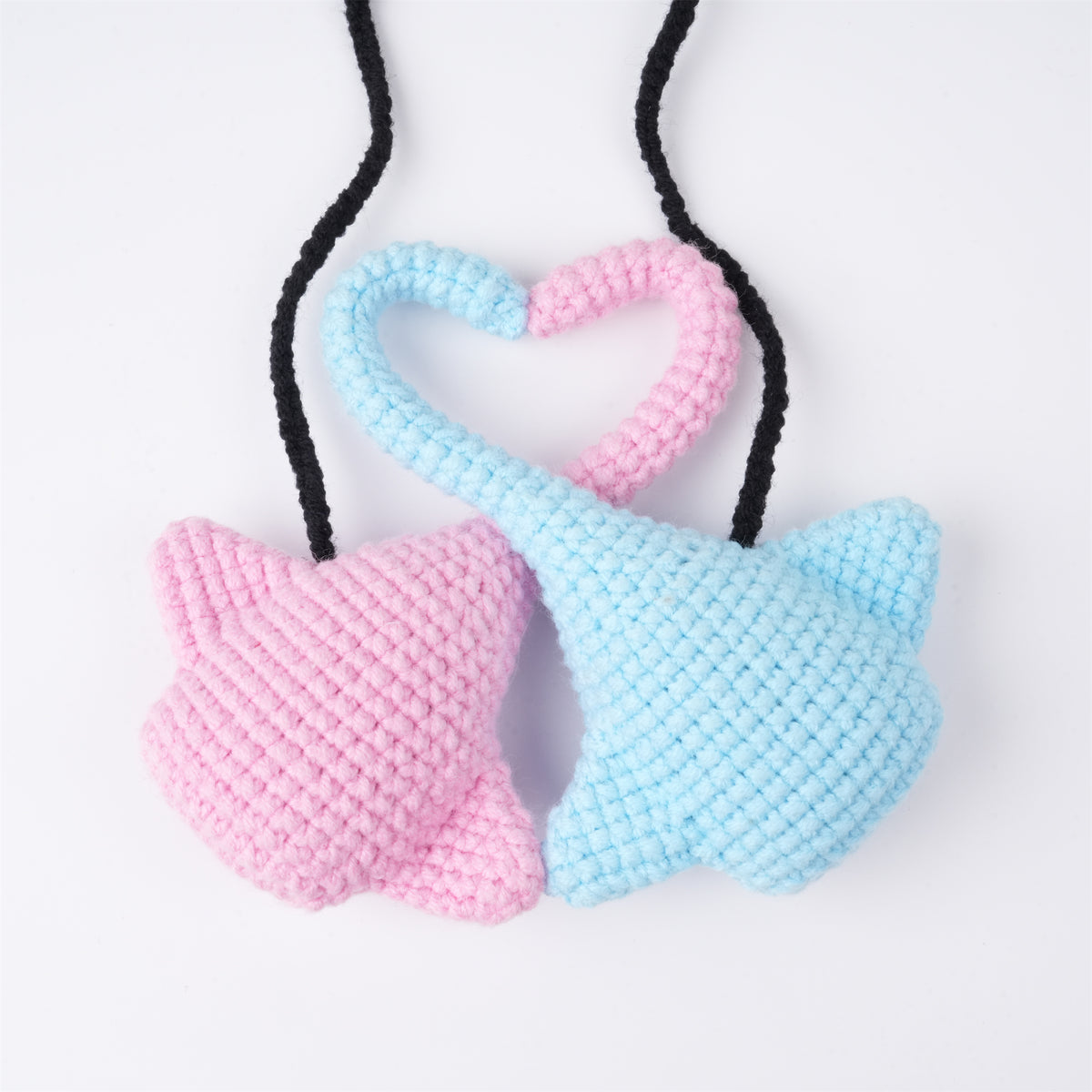 Pink Blue Heart Stingray Crochet Ornament,Couples GIft