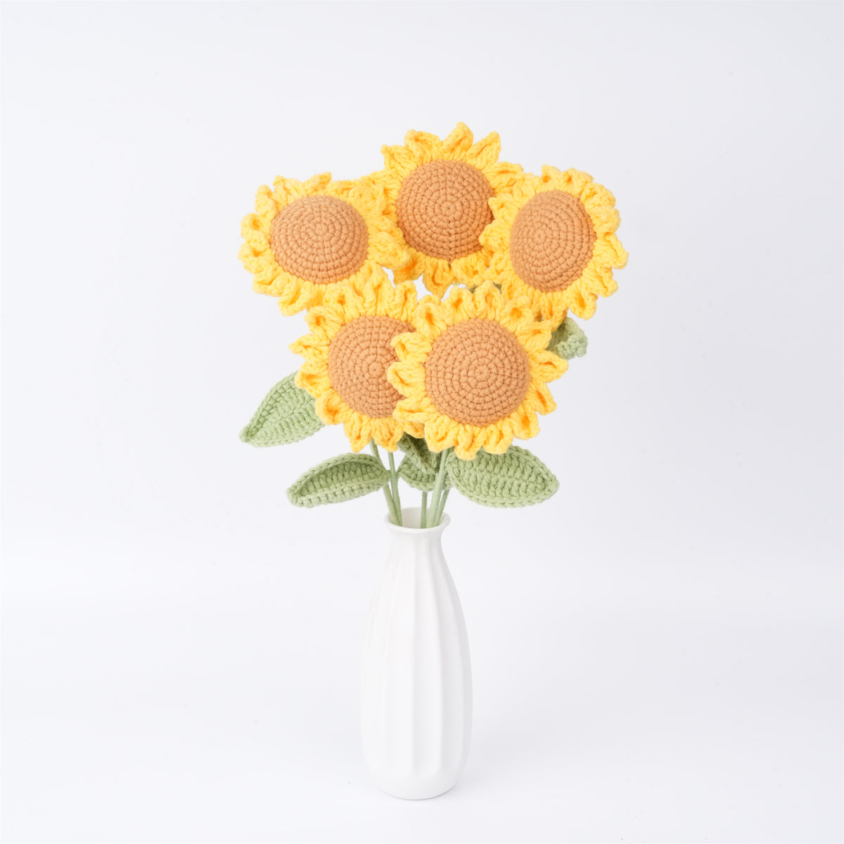 Handmade Crochet Small Sunflower,Cute Rainbow Pig/Smileflower Stem