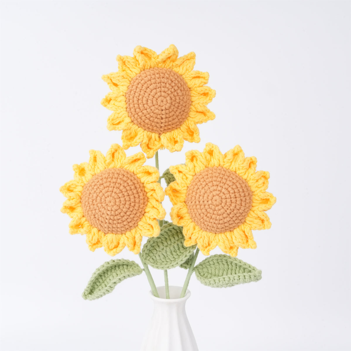Handmade Crochet Small Sunflower,Cute Rainbow Pig/Smileflower Stem