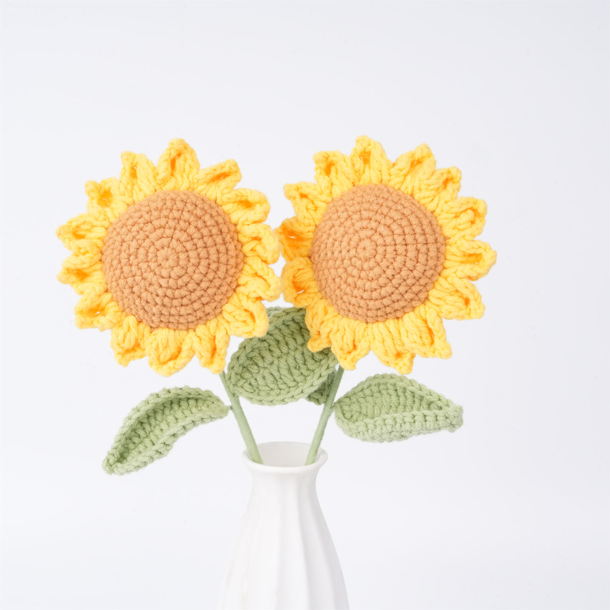 Handmade Crochet Small Sunflower,Cute Rainbow Pig/Smileflower Stem