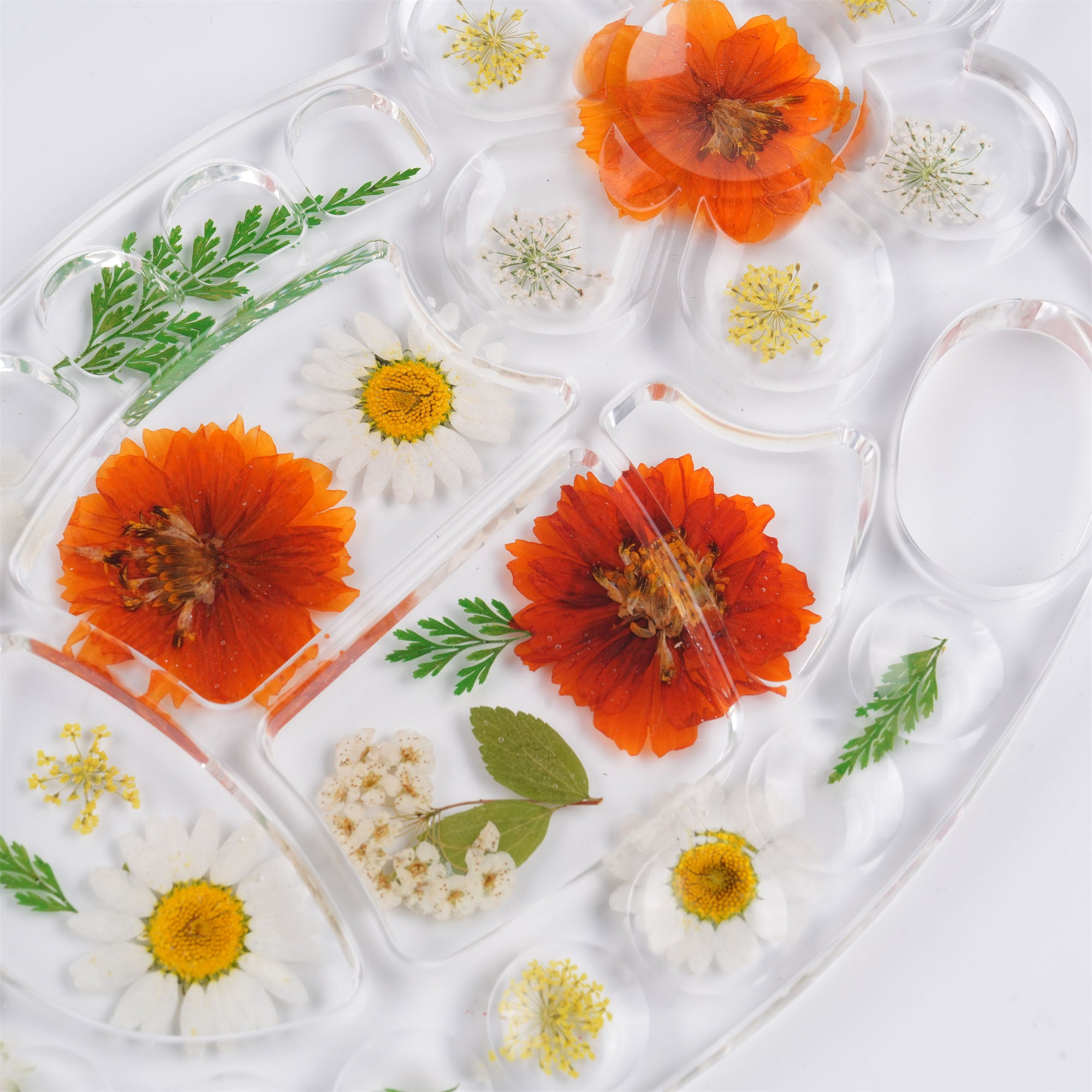 Flowers Resin Paint Palette, Real Pressed Flowers, Creative Paint Tool for Artist Gifts