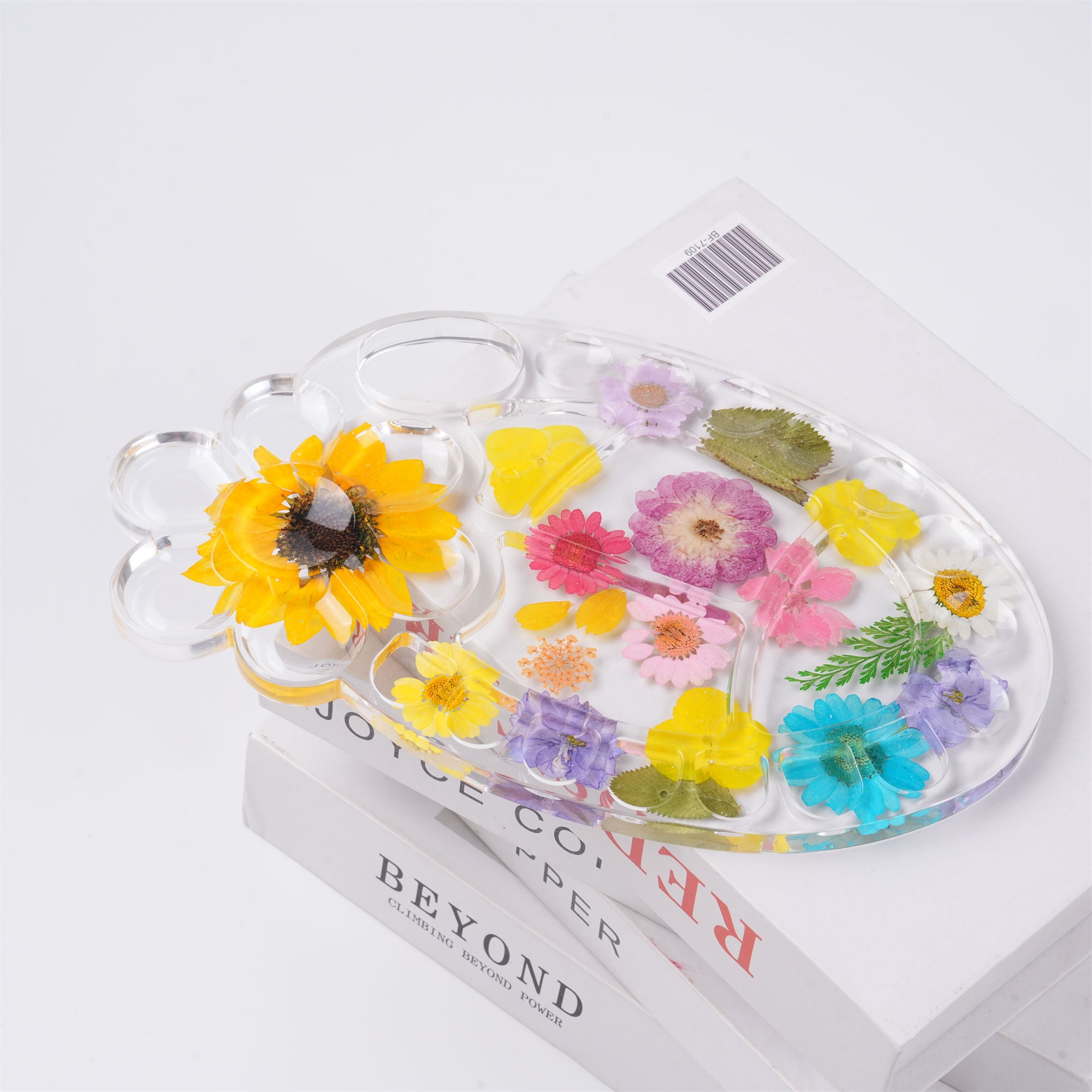 Flowers Resin Paint Palette, Real Pressed Flowers, Creative Paint Tool for Artist Gifts