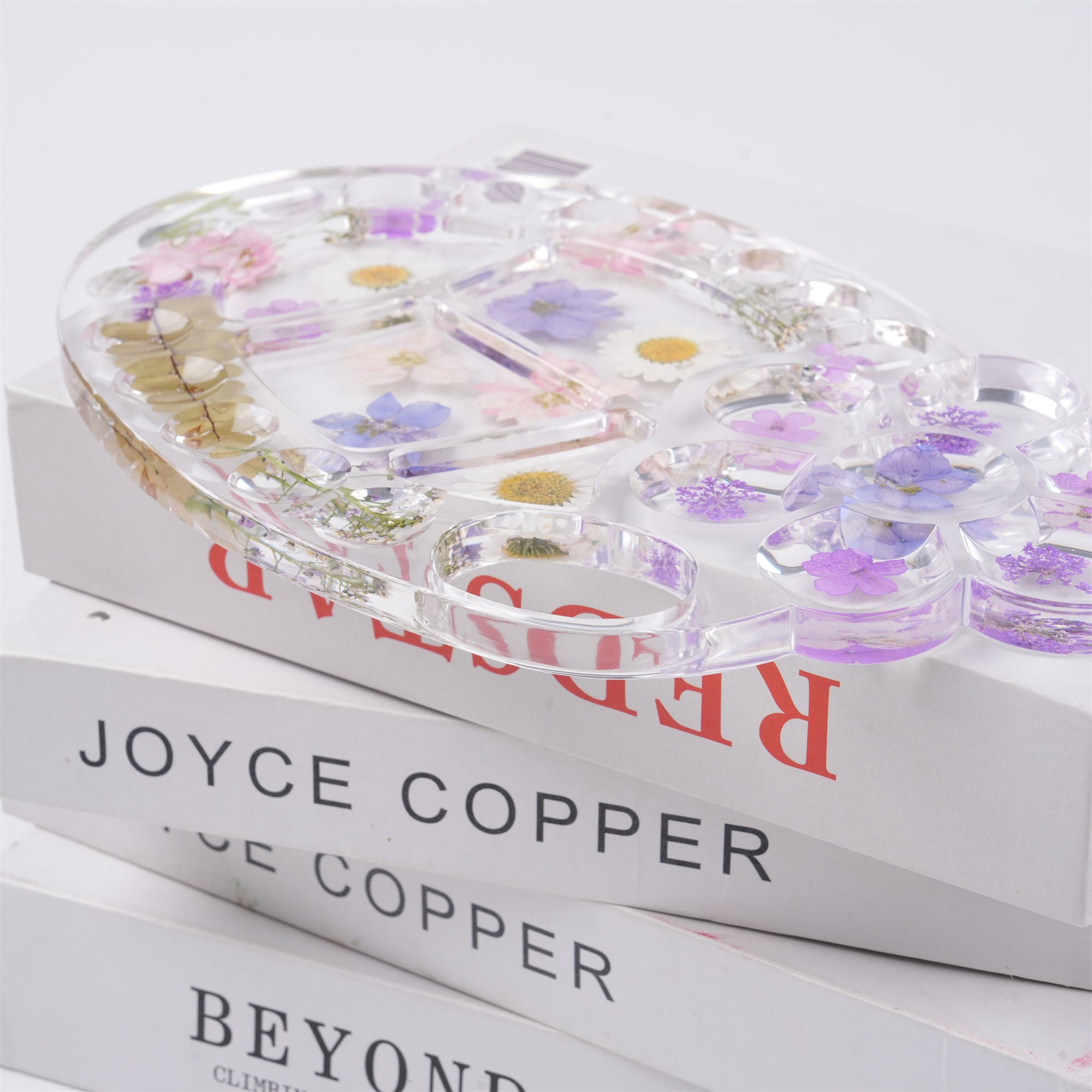 Flowers Resin Paint Palette, Real Pressed Flowers, Creative Paint Tool for Artist Gifts