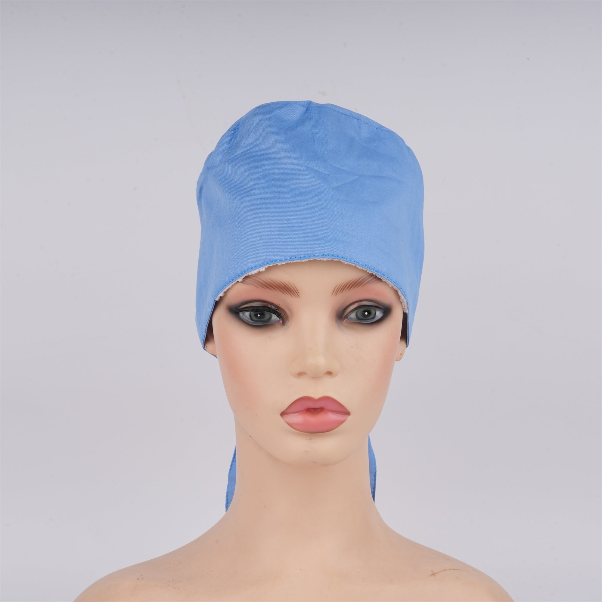 Light Blue Cotton Surgical Scrub Cap - Tie-back Style