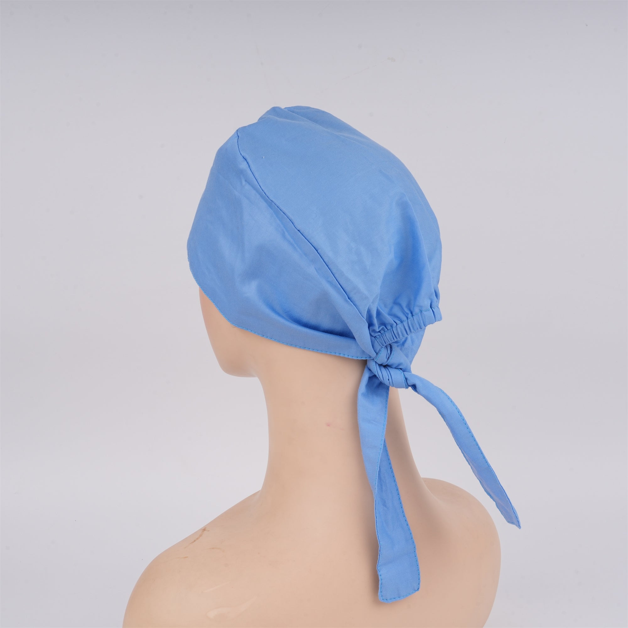 Light Blue Cotton Surgical Scrub Cap - Tie-back Style
