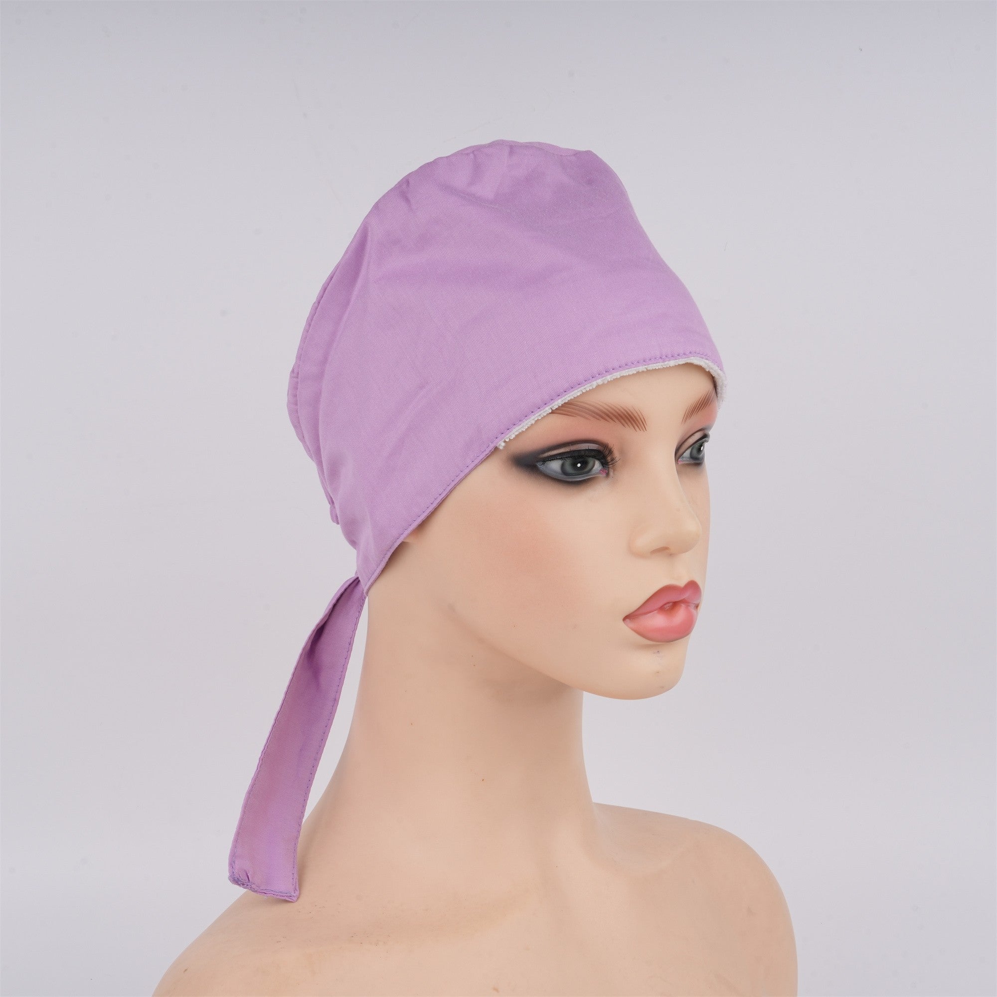 Light Purple Solid Cotton Surgical Scrub Cap - Tie-back Style
