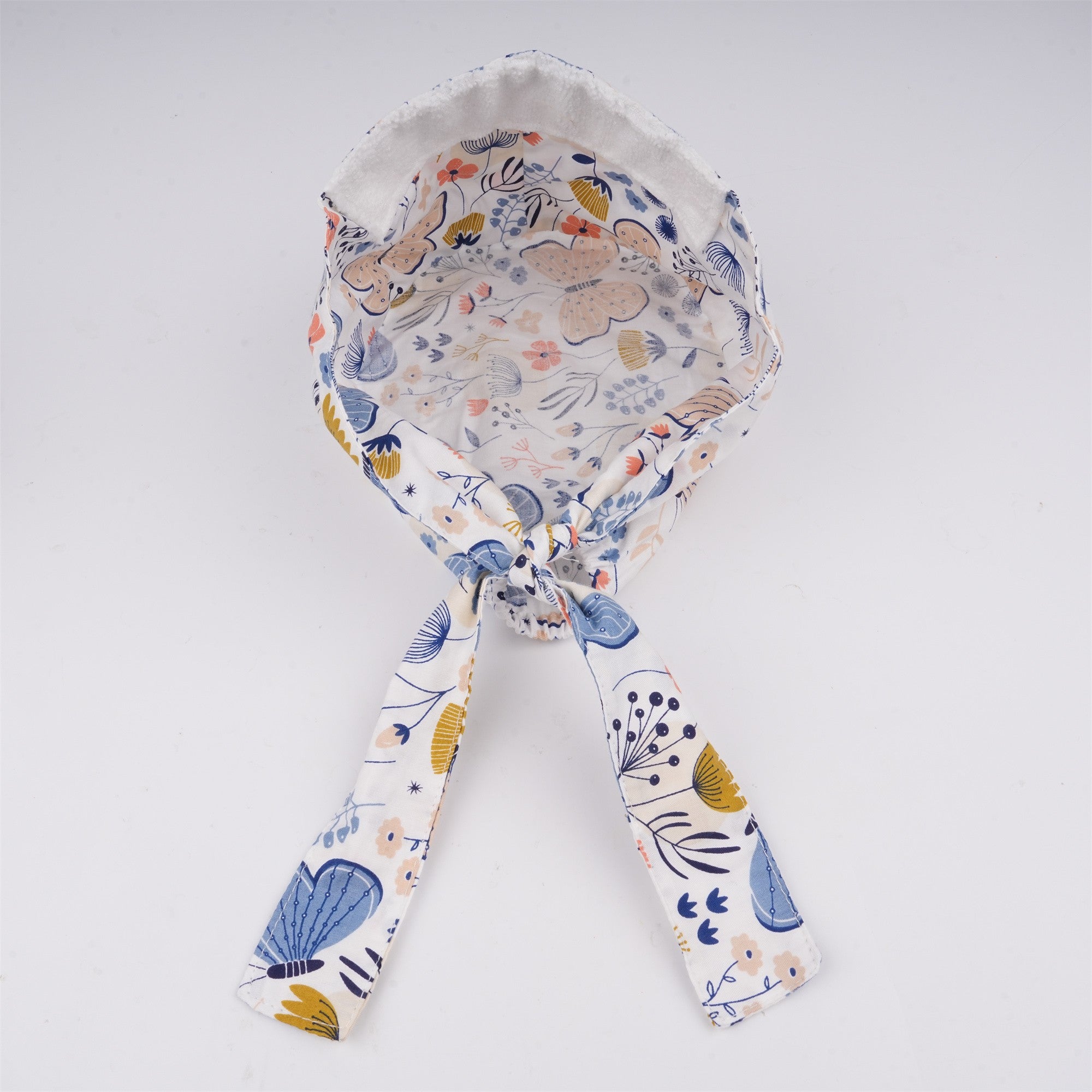 Blue Butterfly Flowers Surgical Scrub Cap - Tieback Style