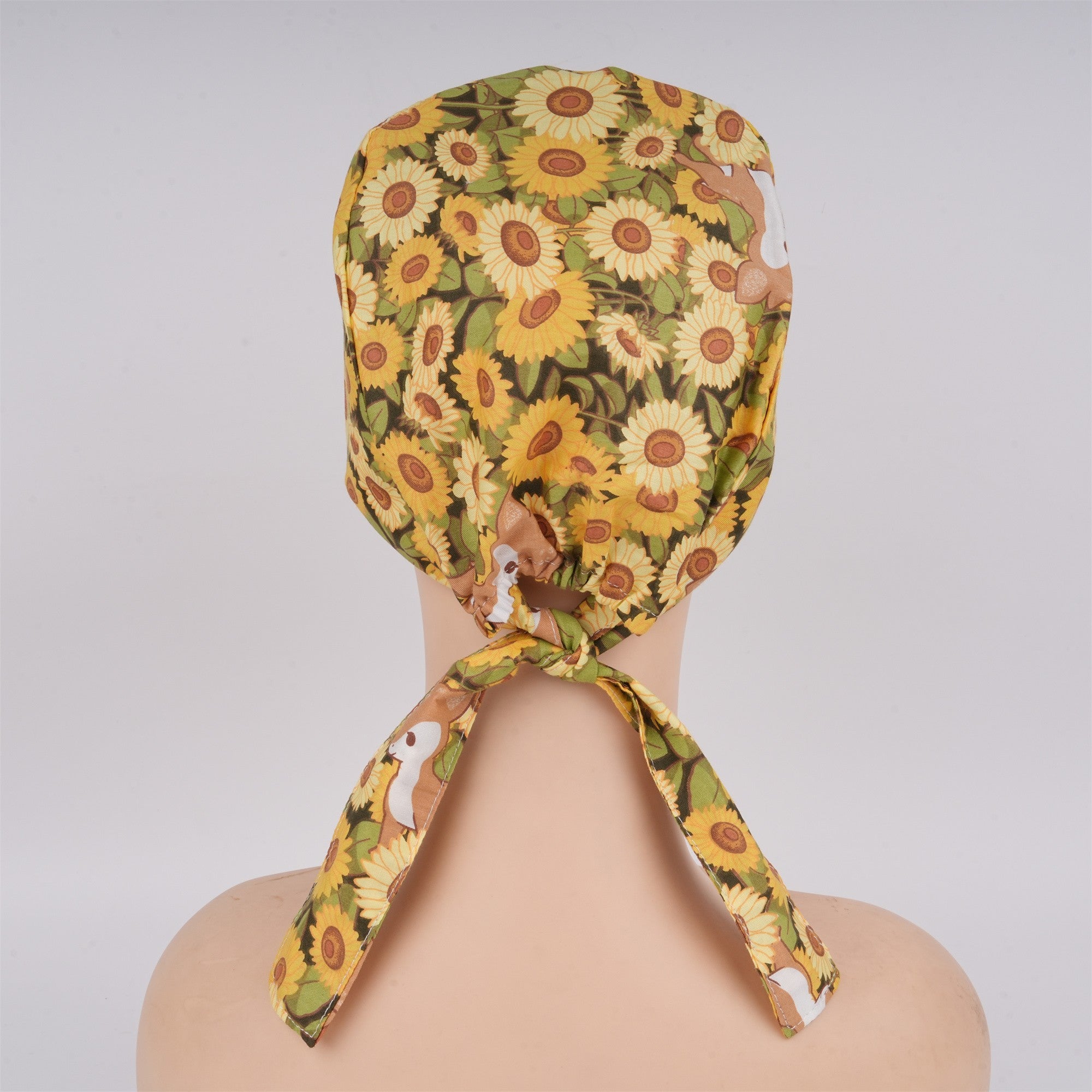 Summer Sunflower Cotton Surgical Scrub Cap - Tieback Style