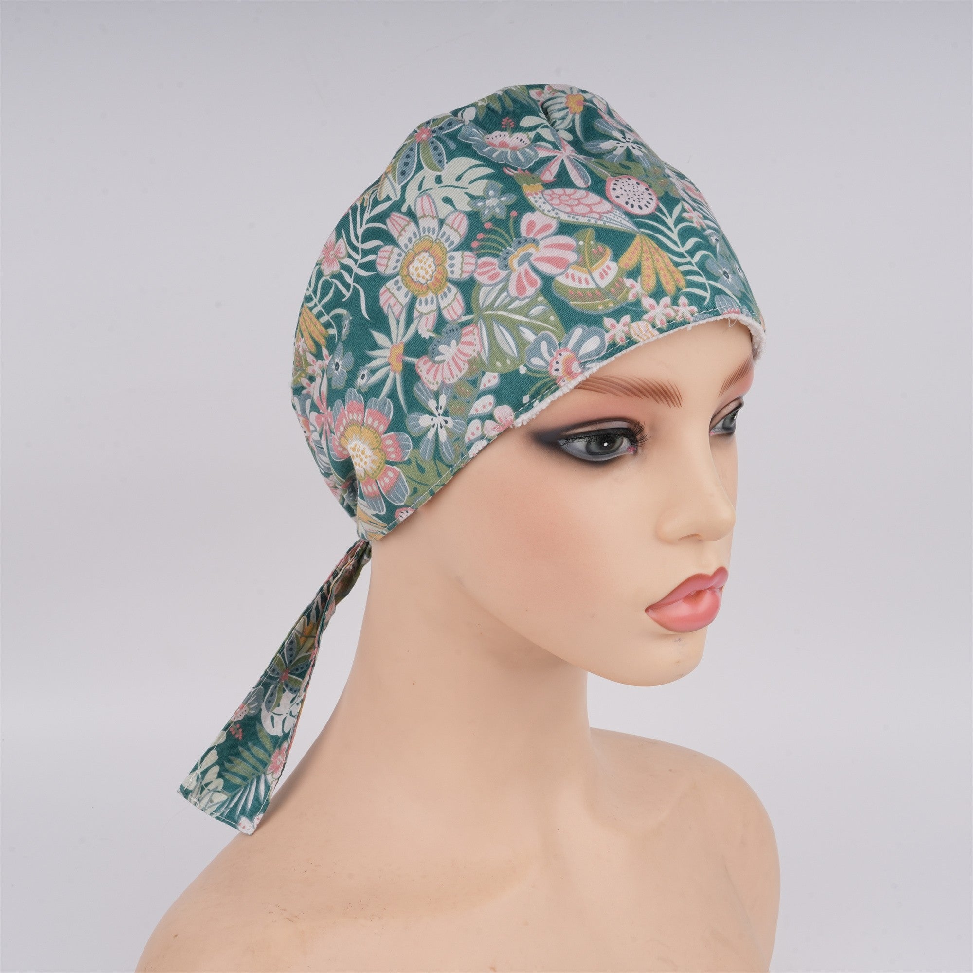 Greeny Plant Cotton Scrub Cap - Tieback Style