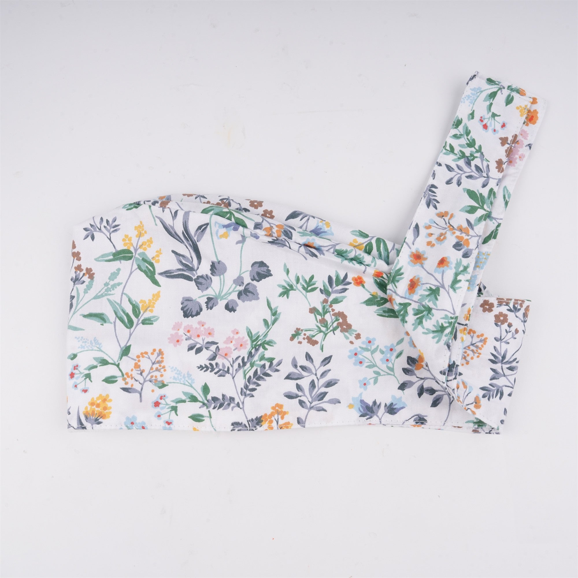 Wildflowers Tieback Surgical Scrub Cao, White Cotton OR Hat Handmade