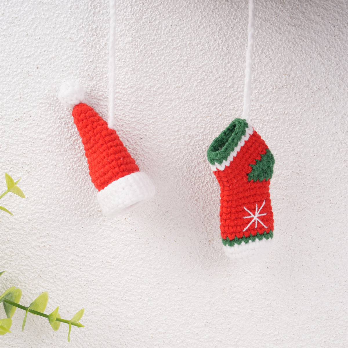 Crochet Christmas Ornaments,Red Mini Car Hanging