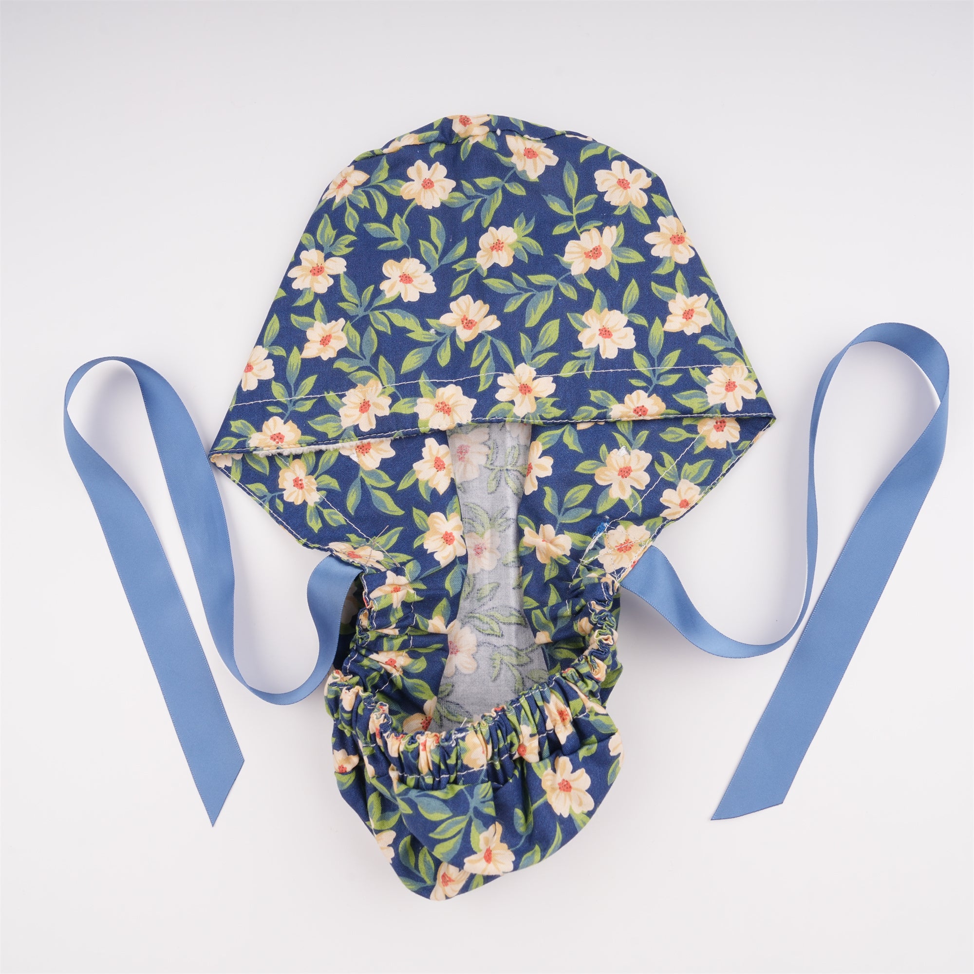 Fall Yellow Floral Cotton Ponytail Scrub Cap