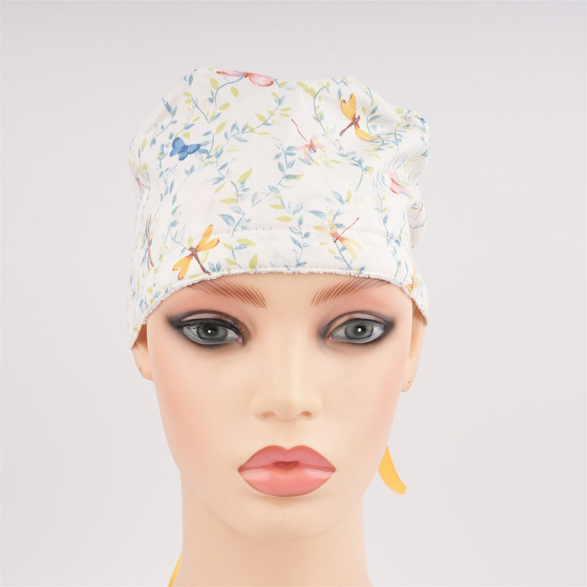 Dragonfly Leaves Cotton Ponytail Scrub Cap