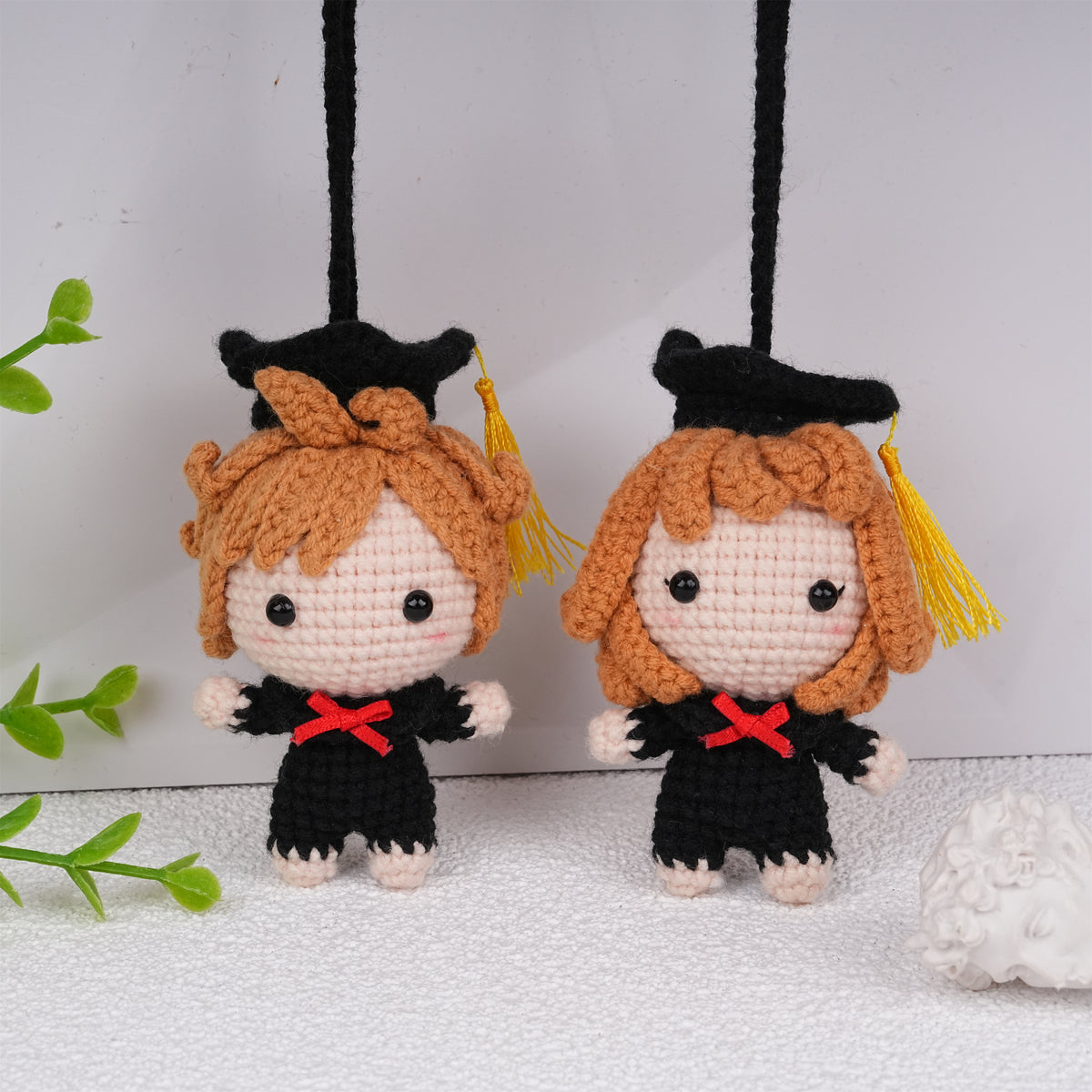Handmade Crochet Graduation Doll Pendant