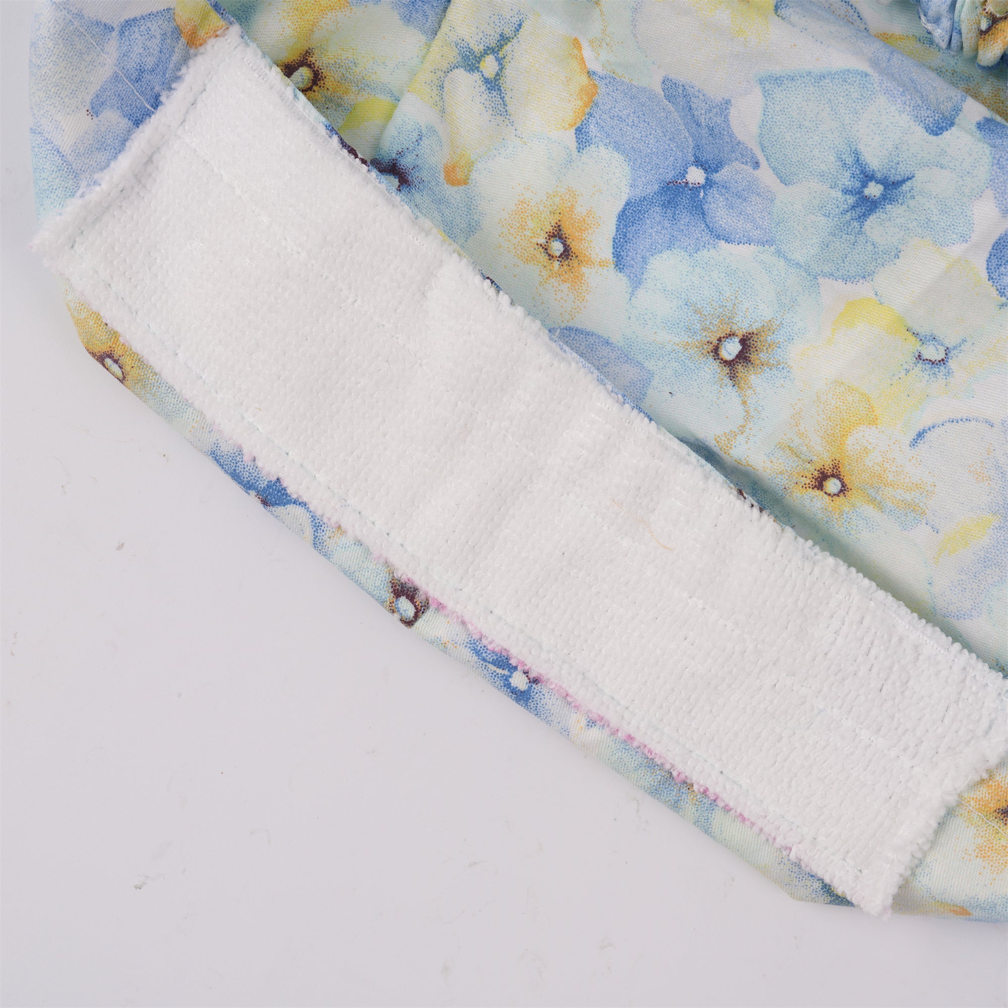 Blue Yellow Pastel Flower Cotton Ponytail Scrub Cap