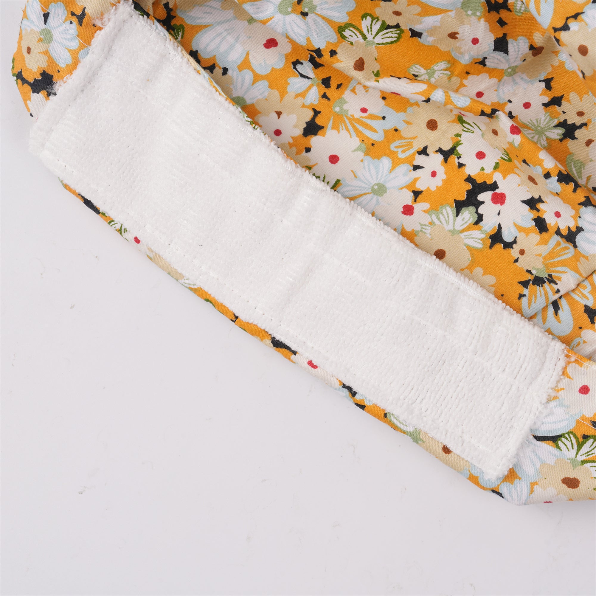 Orange White Floral Cotton Ponytail Scrub Cap